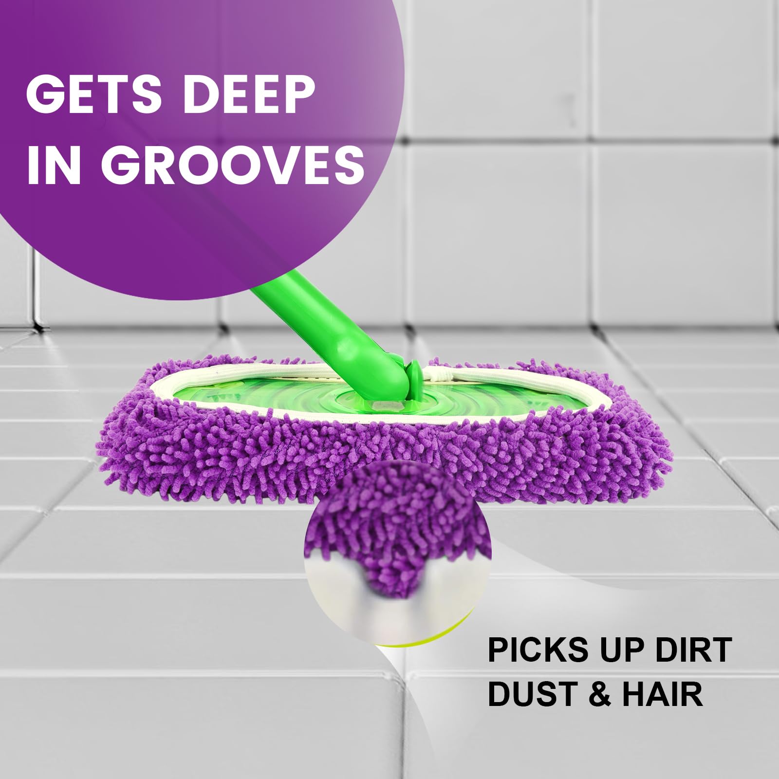 6Pcs Reusable Microfiber Mop Pads Compatible with Sweeper Mop (6 Count)