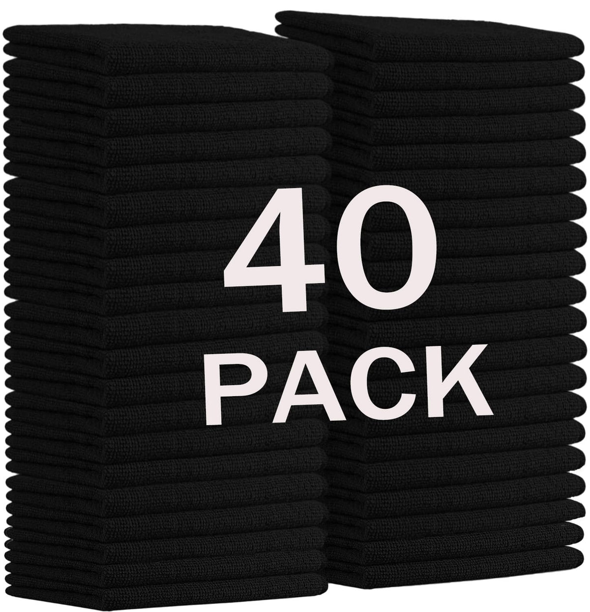 12" x 12" Black Microfiber Cleaning Cloth (40 Count)
