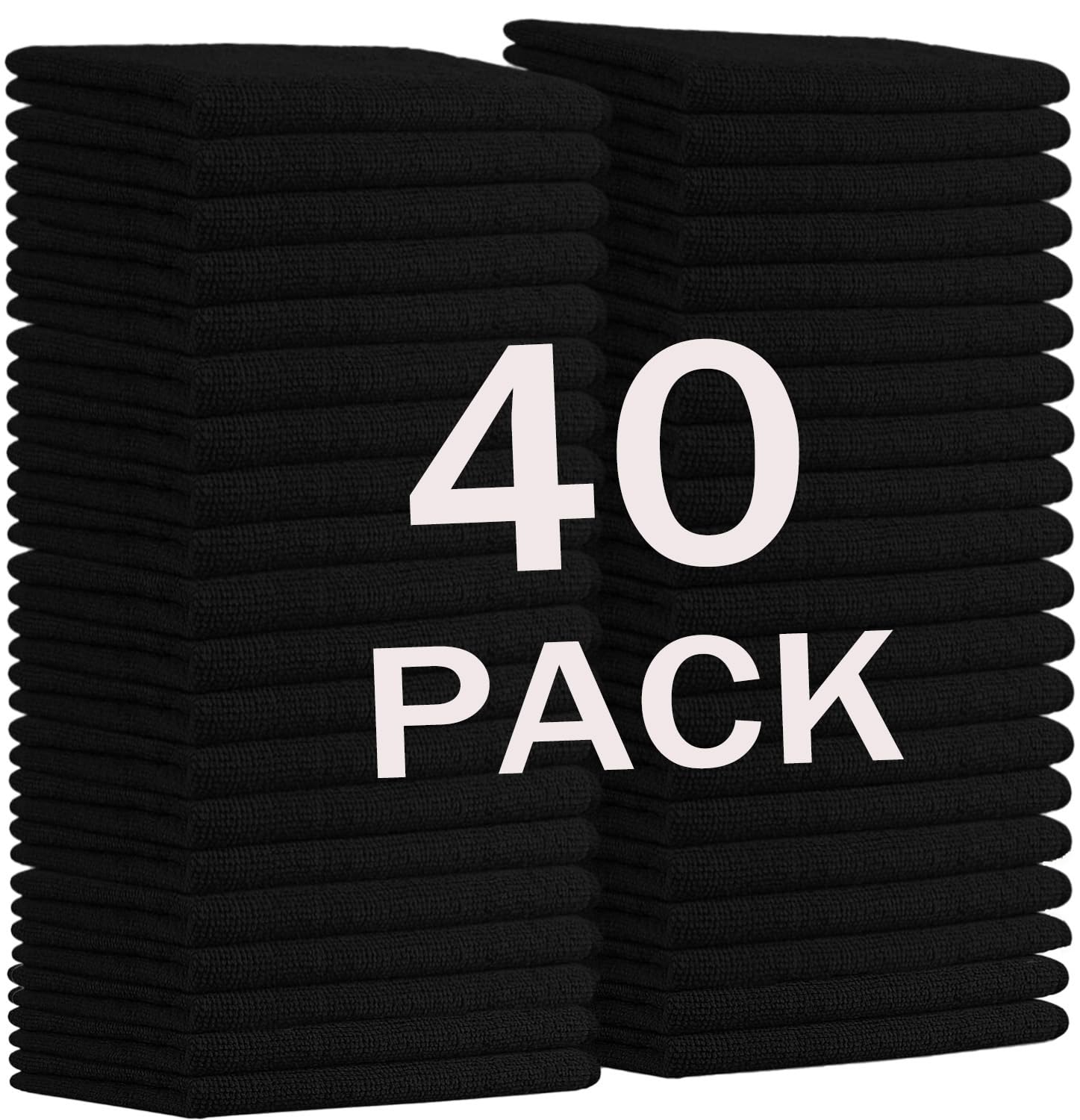 12" x 12" Black Microfiber Cleaning Cloth (40 Count)
