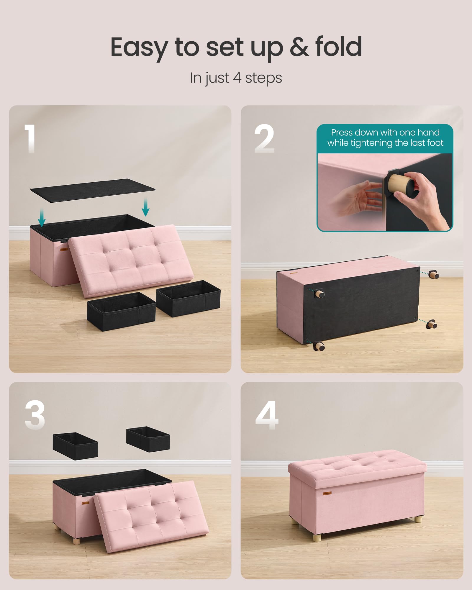 Storage Ottoman Bench with Legs