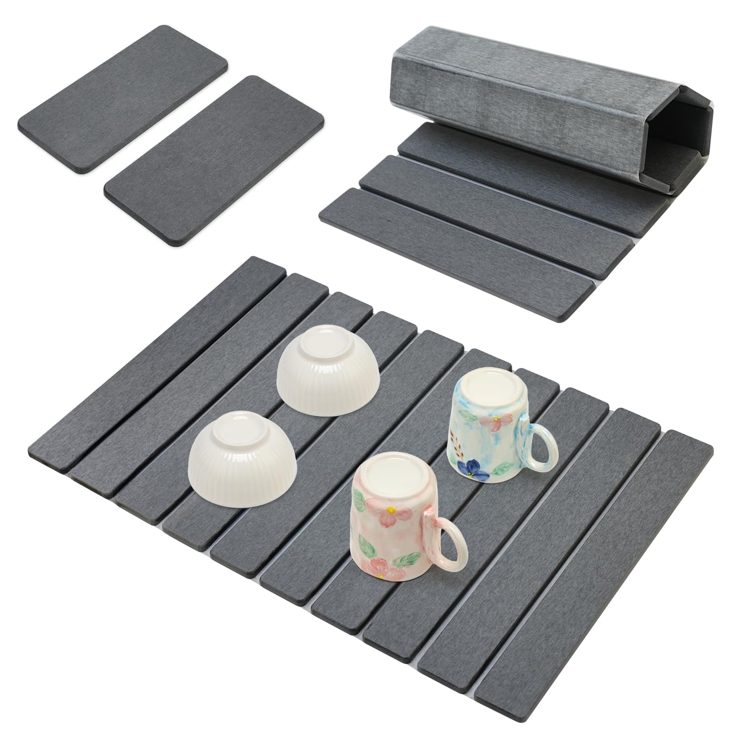 3Pcs Water Absorbing Stone Drying Mats for Kitchen Counter Diatomite Dish