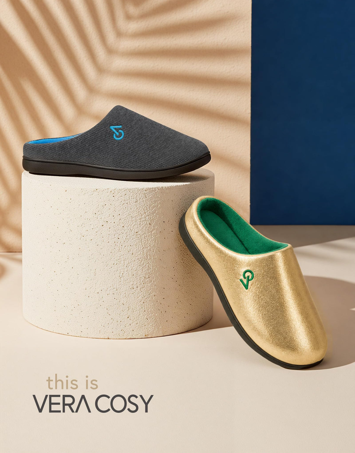 Men's Two Tone Cozy House Slippers Pitch Gold