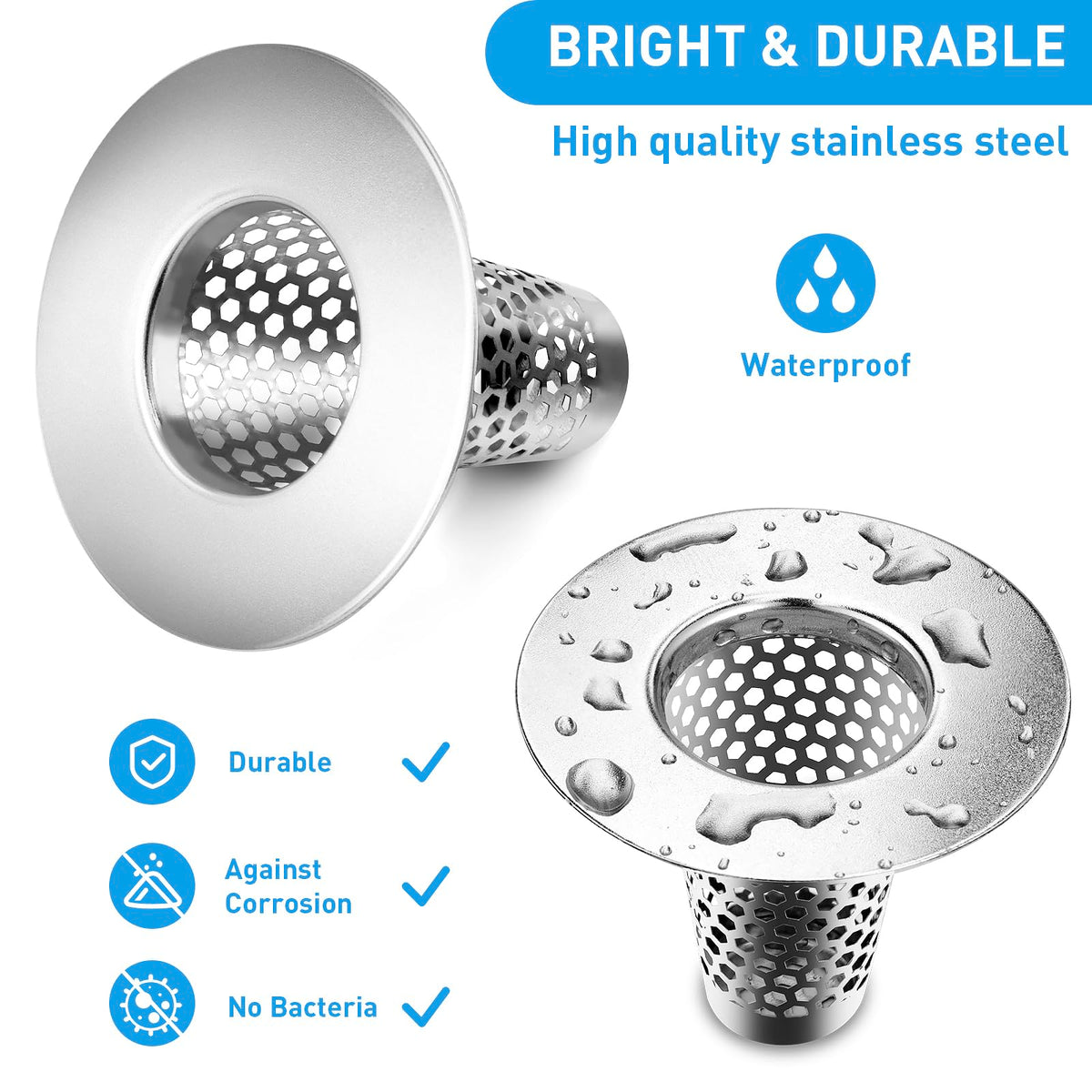 2PCS Bathroom Sink Drain Strainers (2 Count)