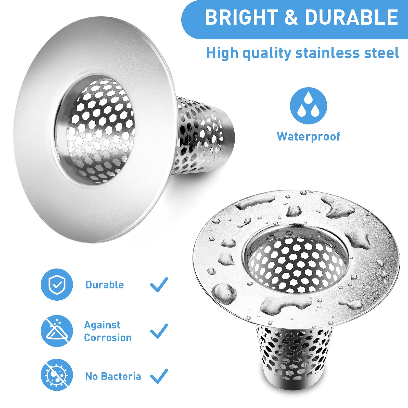 2PCS Bathroom Sink Drain Strainers (2 Count)
