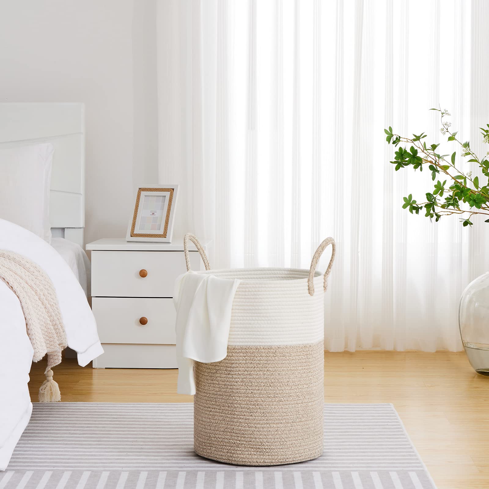 53L Tall Woven Laundry Basket Hamper