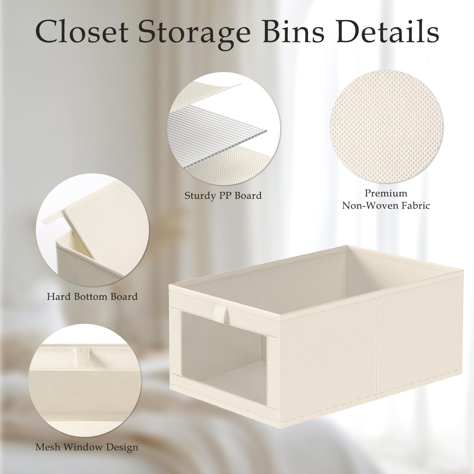Beige Linen Closet Organizers and Storage (8 Count)