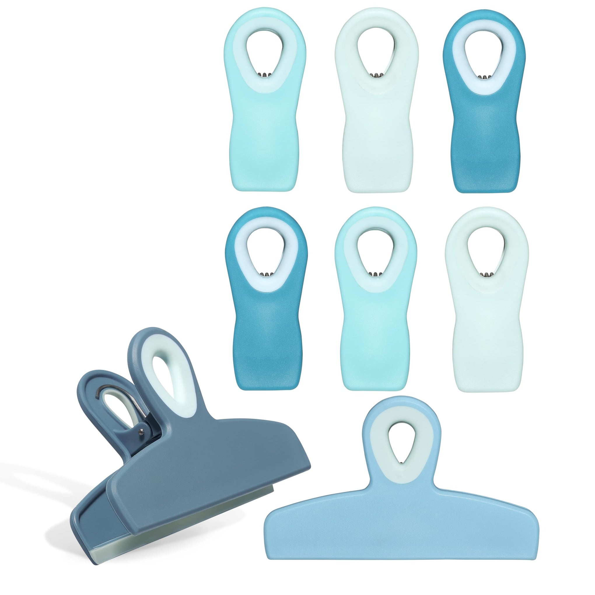 Bag Clips Heavy Duty Chip Clip and Refrigerator Magnet Clips for Food Storage with Air Tight Seal Grip (8 Count)