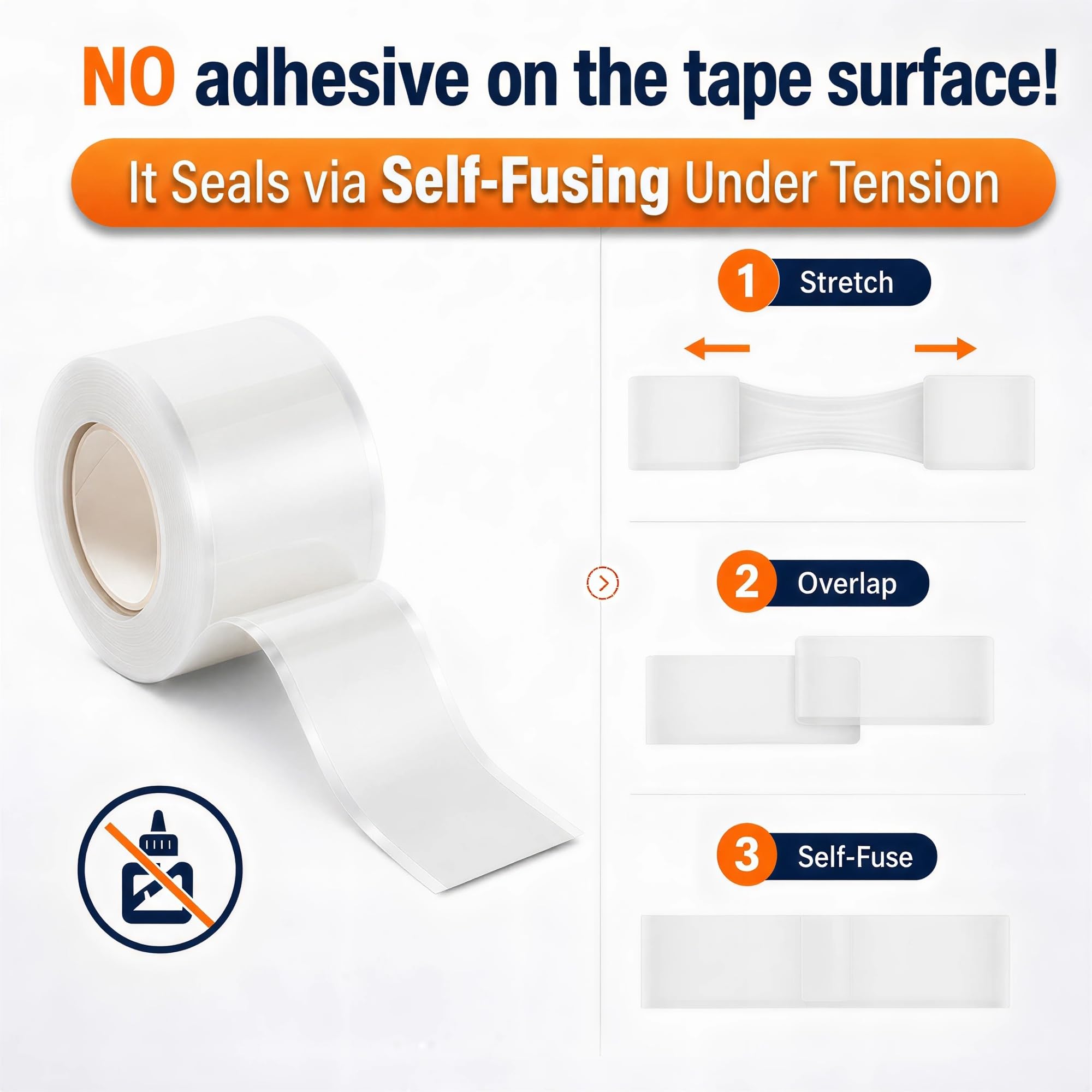 White Self Fusing Silicone Tape 2 Rolls Plumbers Tape 1 in x 10 Ft (2 Count)