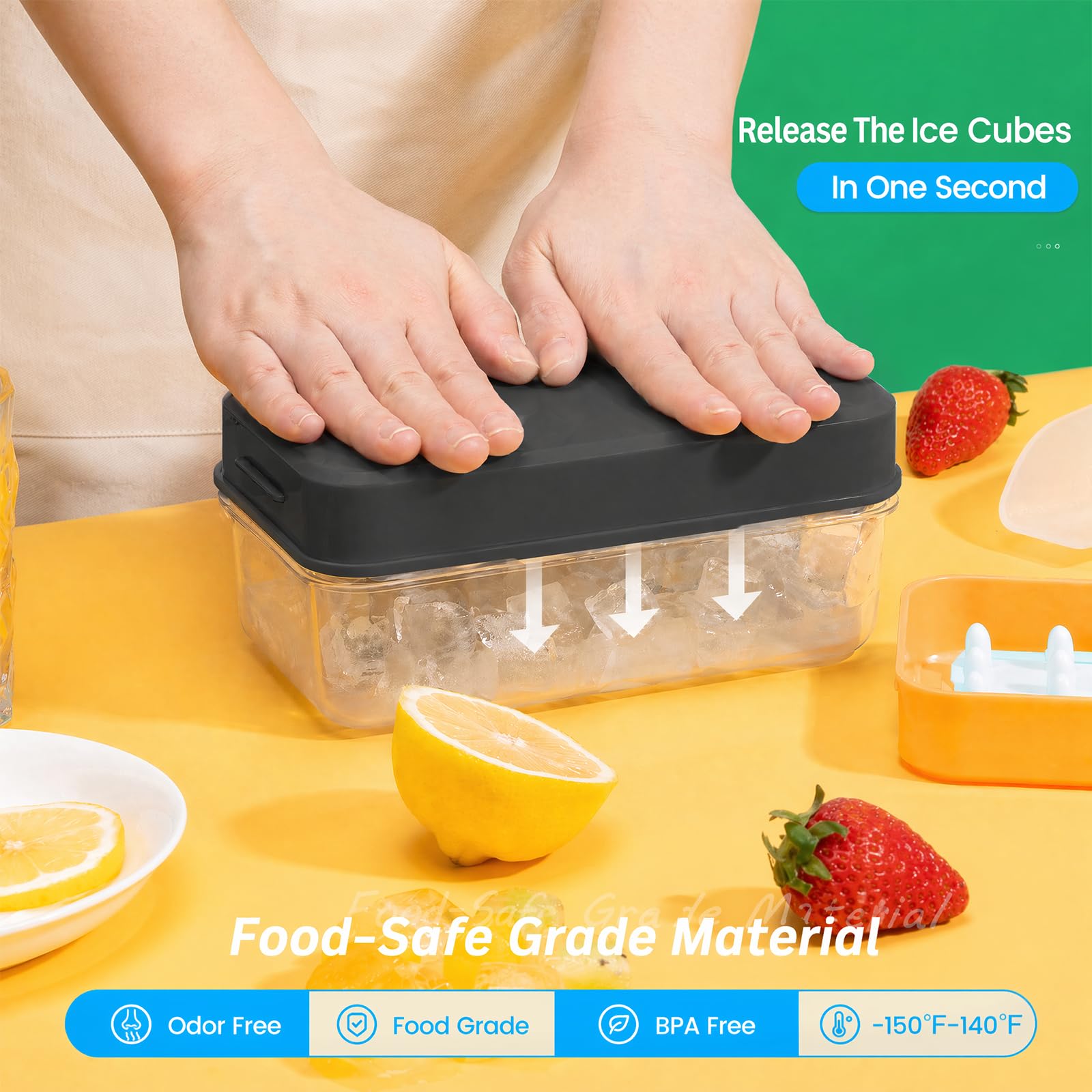 Ice Cube Tray with Lid and Bin