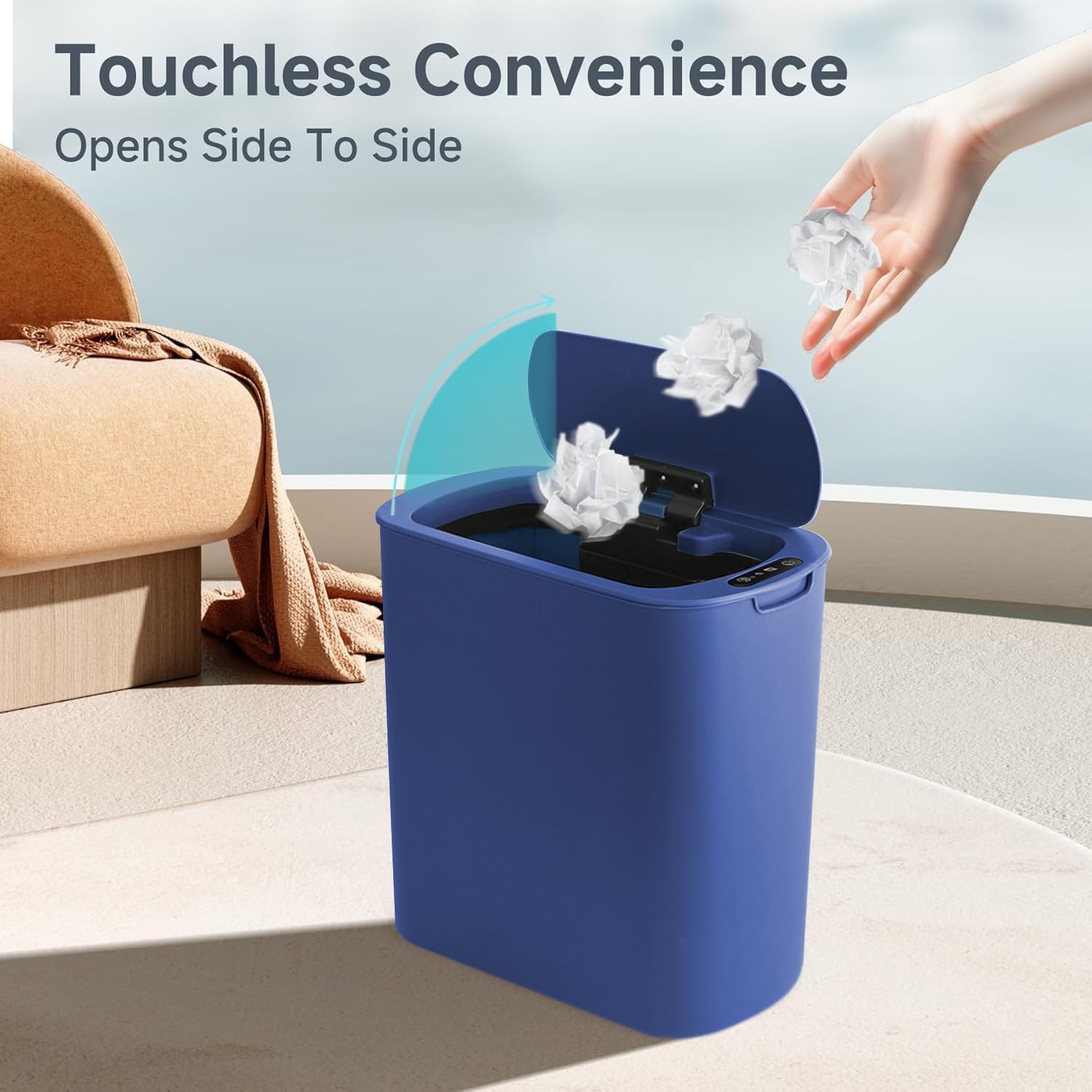 Automatic Motion Sensor Bathroom Trash Can with Lid
