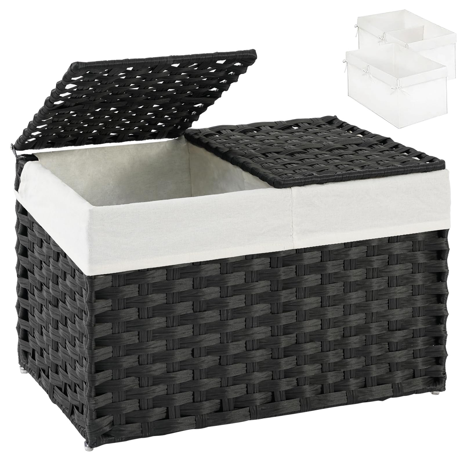 Storage Basket with Lid PE Rattan Woven Storage Bins