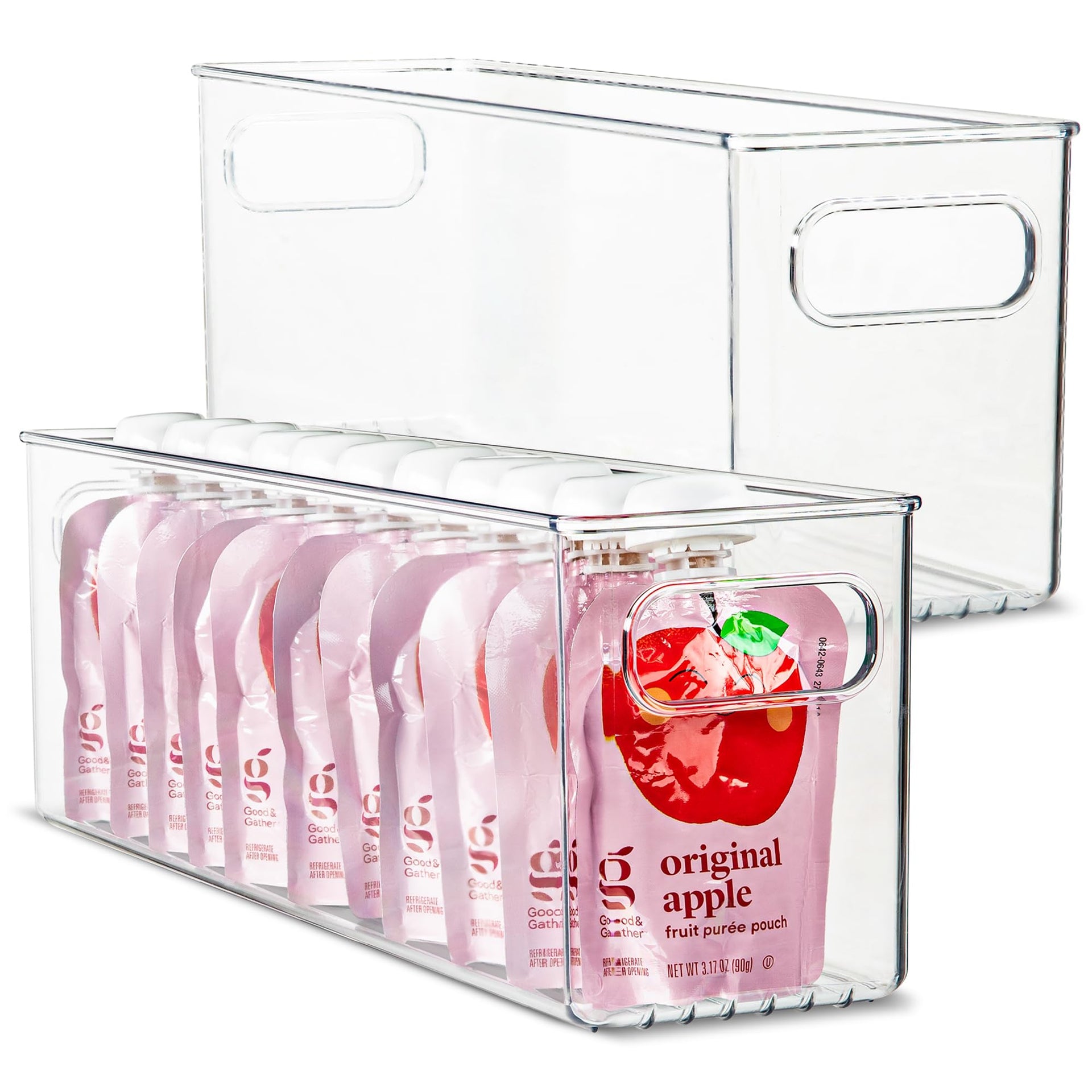Plastic Food Storage 2 Pack Clear Container Bin with Handles for Organizing Kitchen (2 Count)
