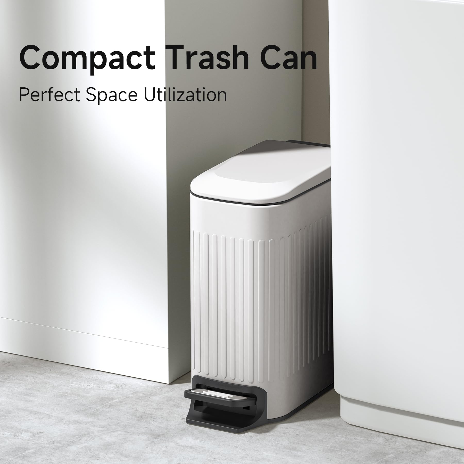 Slim Bathroom Trash Can with Lid Soft Close