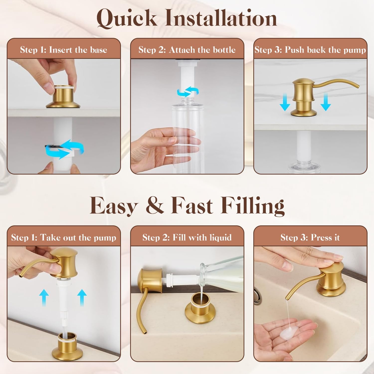 Built in Soap Dispenser for Kitchen Sink Countertop