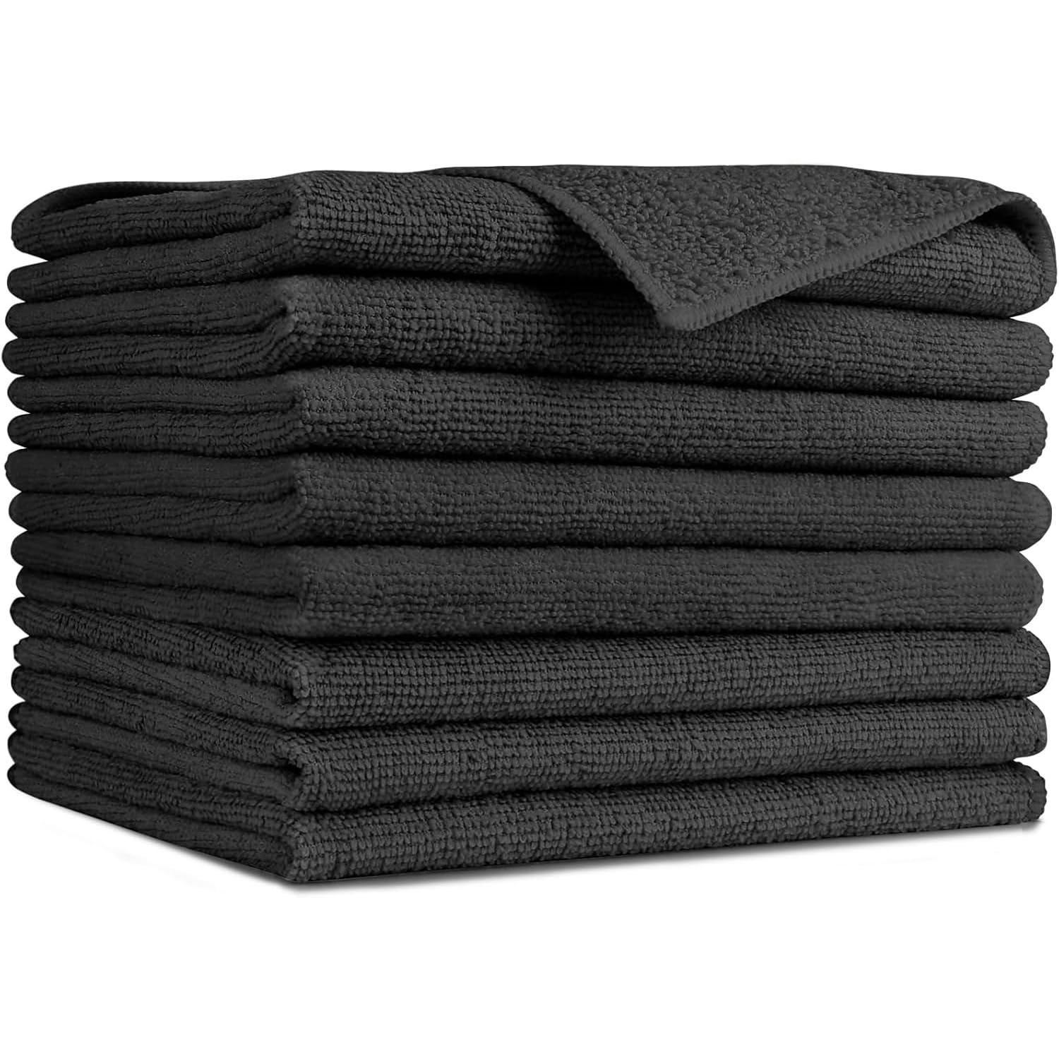 Black Microfiber Cleaning Cloth (8 Count)