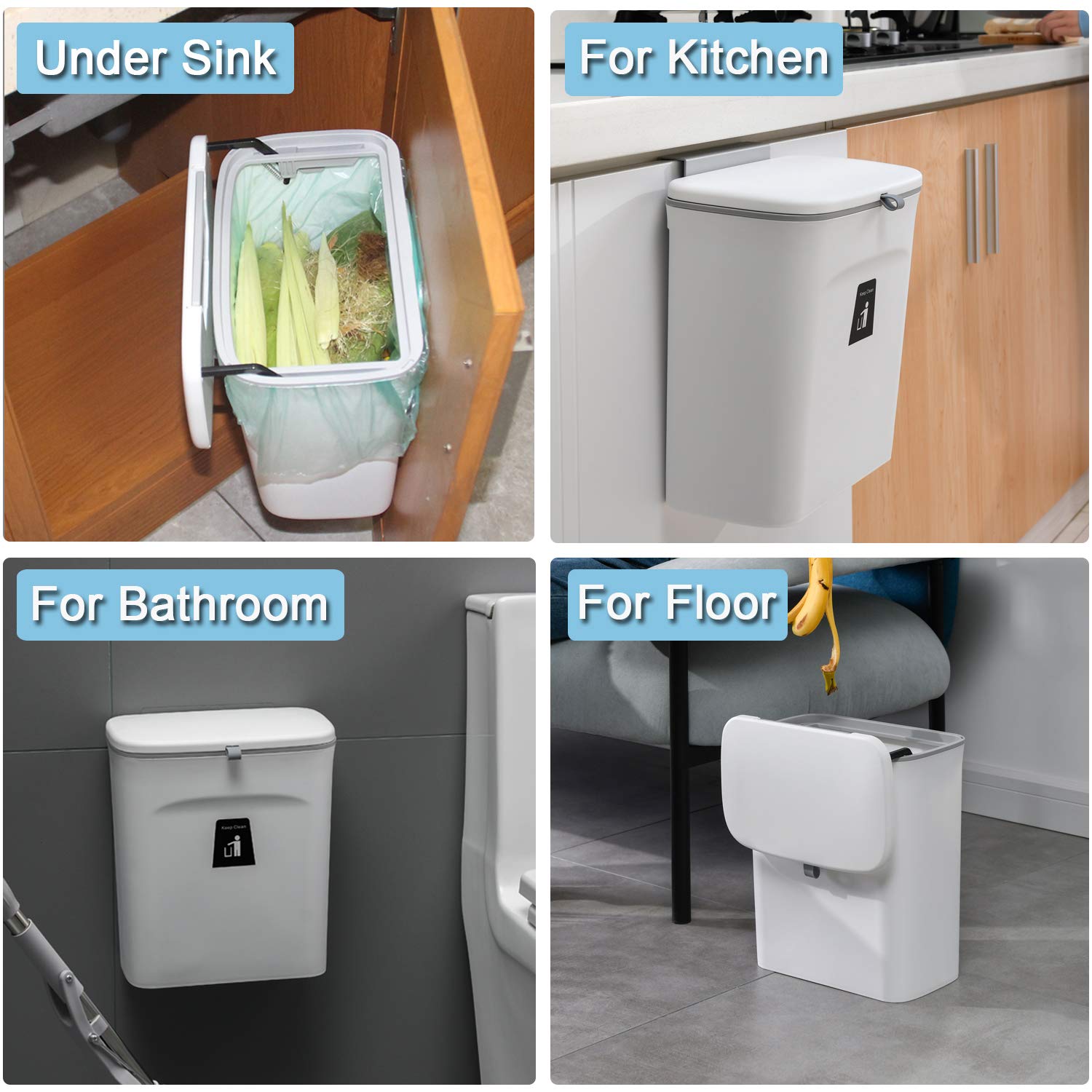2.4 Gallon Kitchen Compost Bin for Counter Top or Under Sink