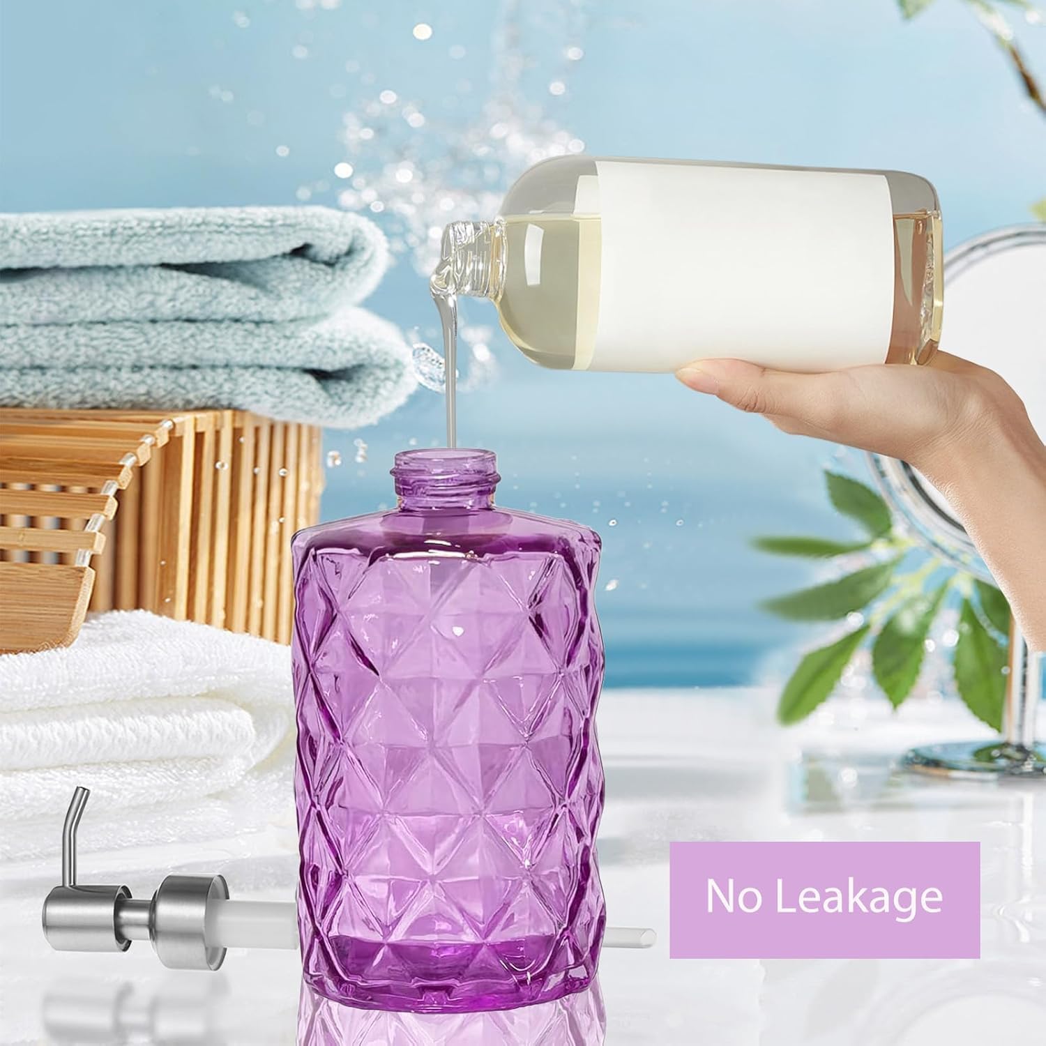 12Oz Purple Soap Dispenser Bathroom (2 Count)