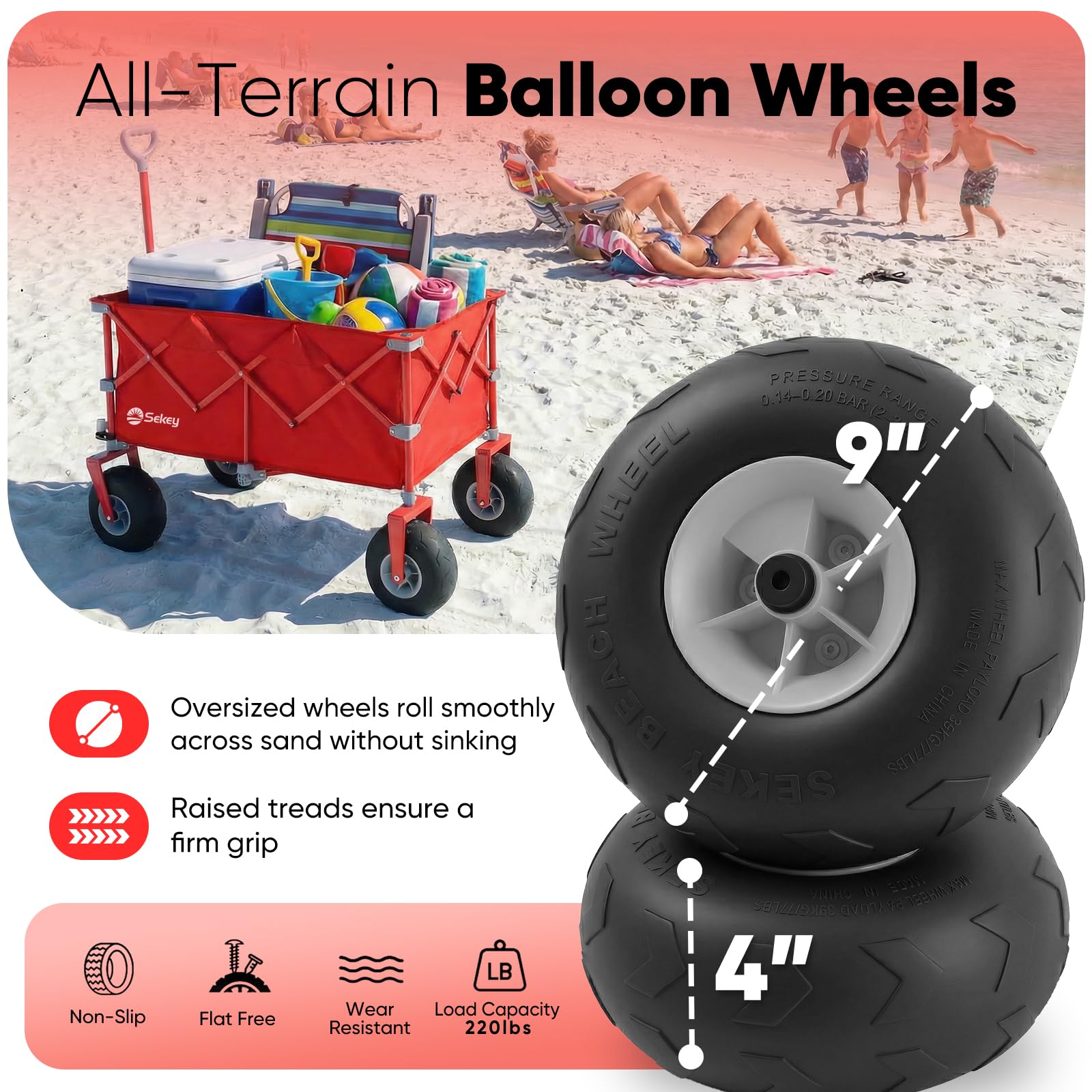 Heavy Duty Beach Wagon with 9
