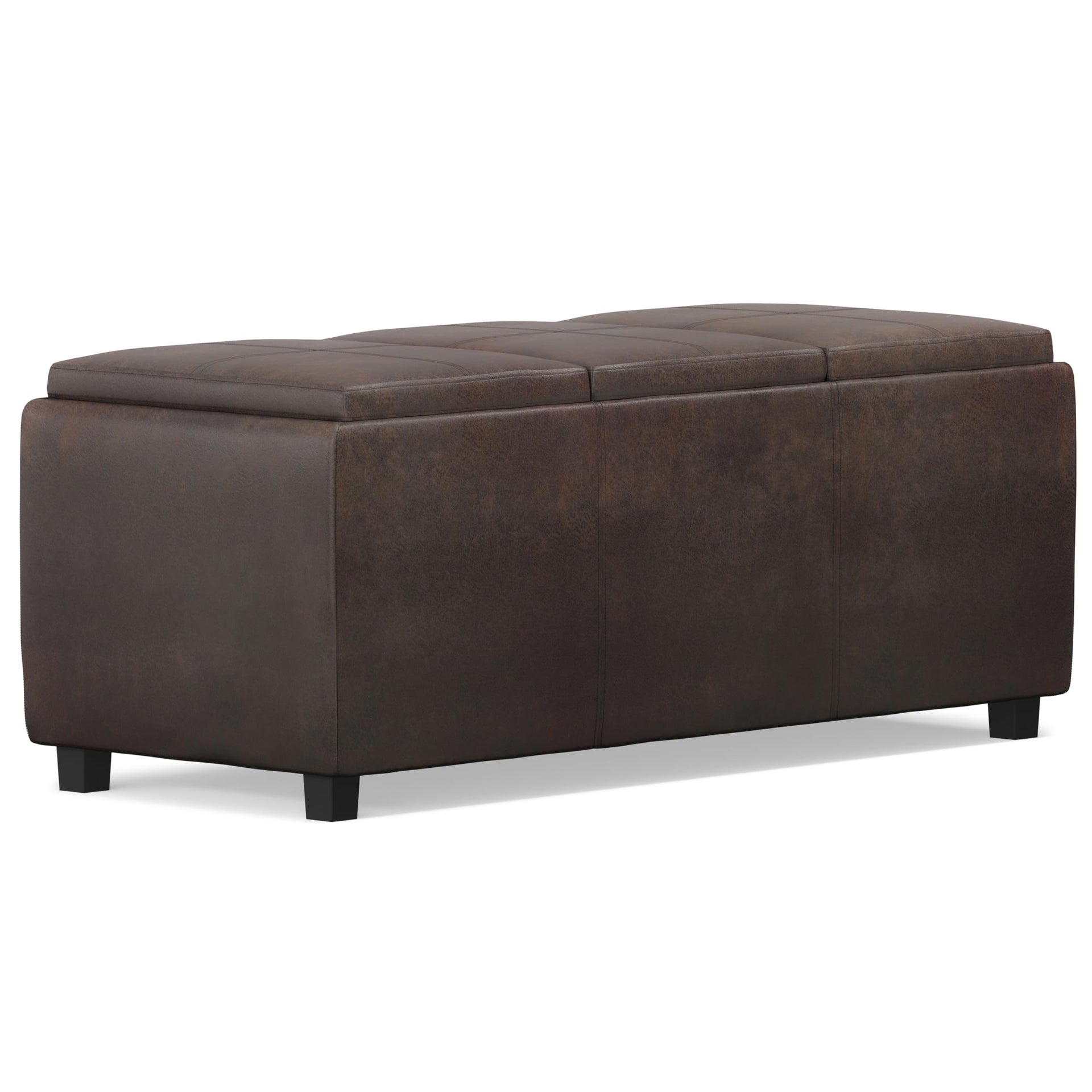 Avalon 42" Wide Vegan Leather Storage Ottoman in Brown
