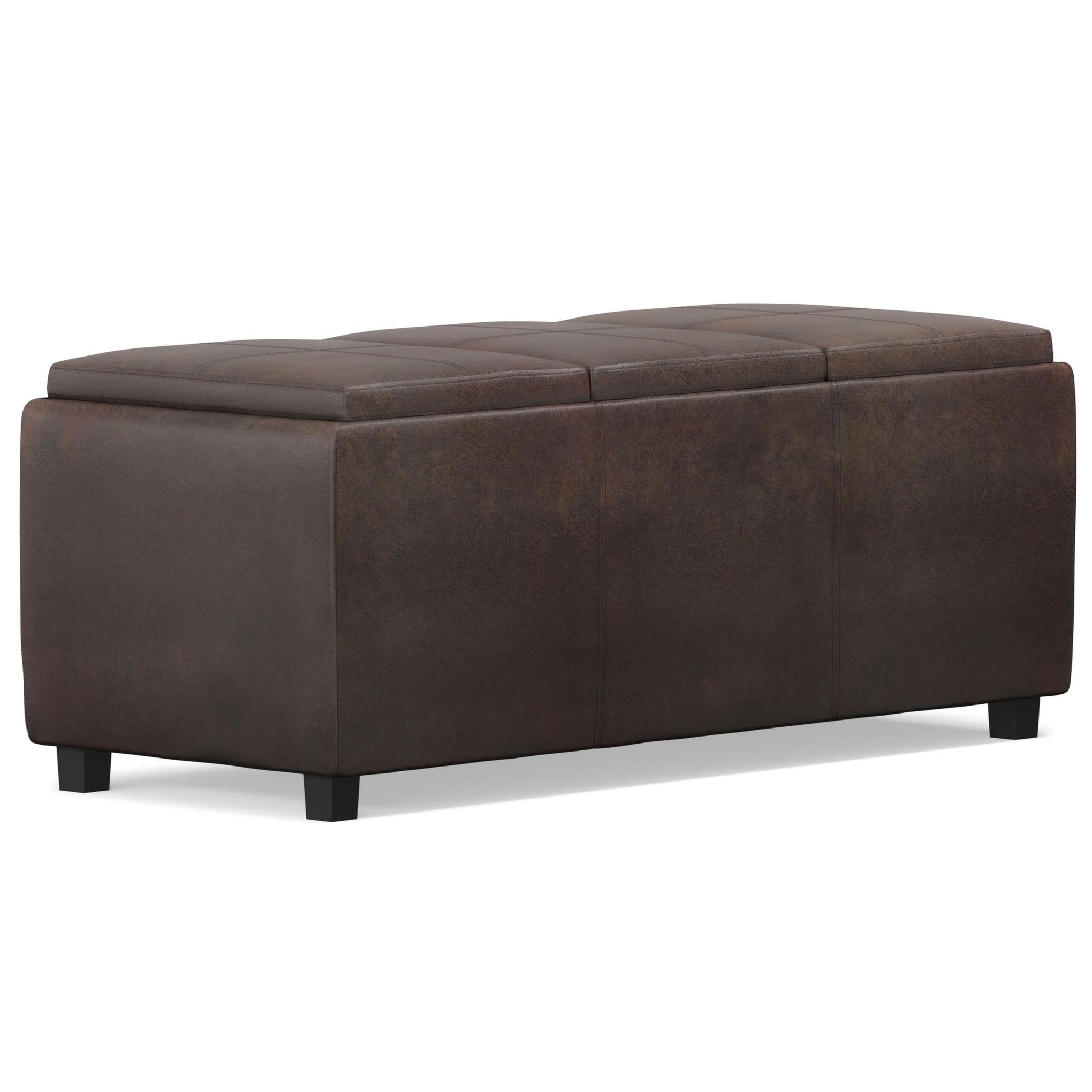 Avalon 42" Wide Vegan Leather Storage Ottoman in Brown