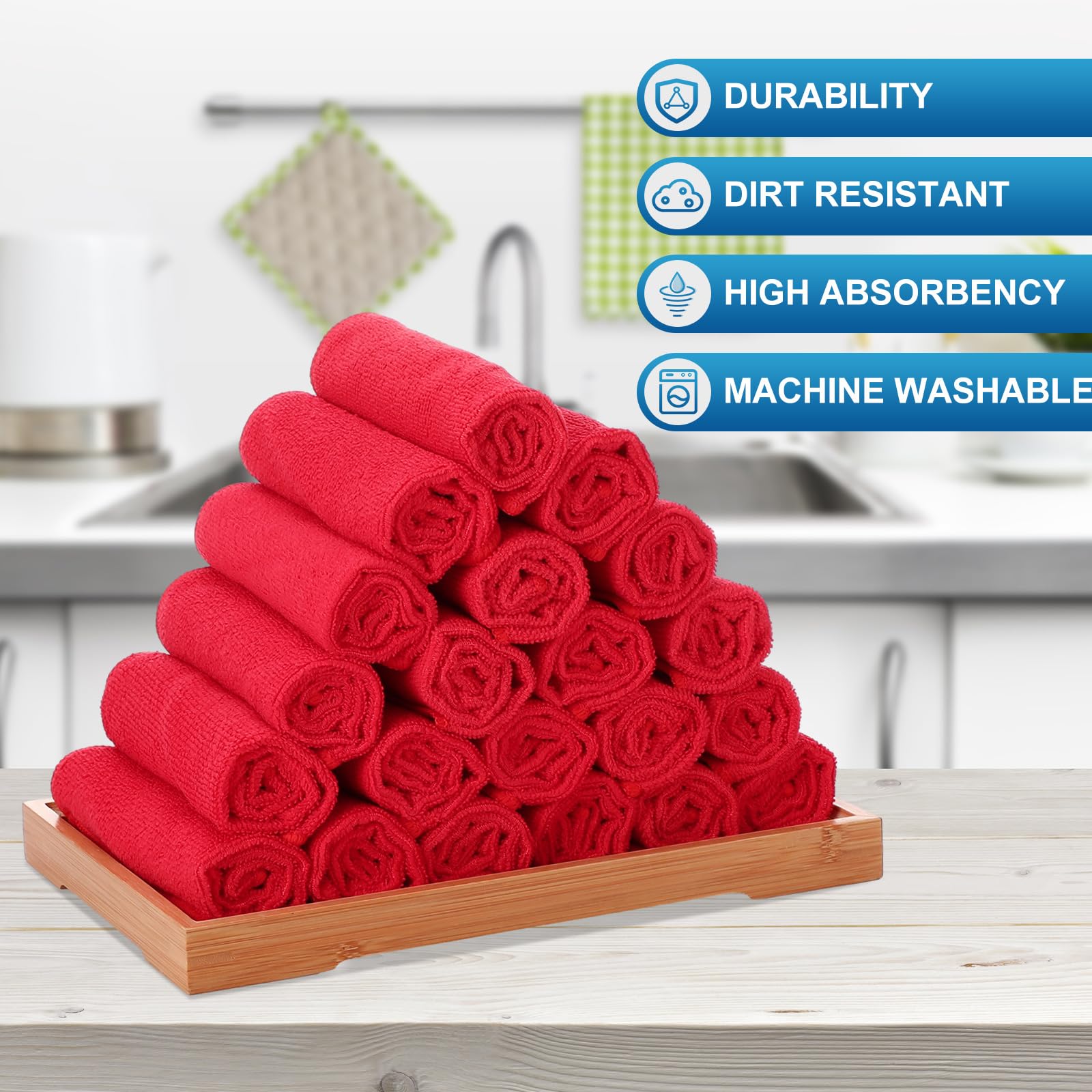 100 Pack 12'' x 12'' Microfiber Cleaning Cloths Reusable Cleaning Rags Bulk Microfiber Towels Softer Highly Absorbent Washcloths for House Kitchen Car Window