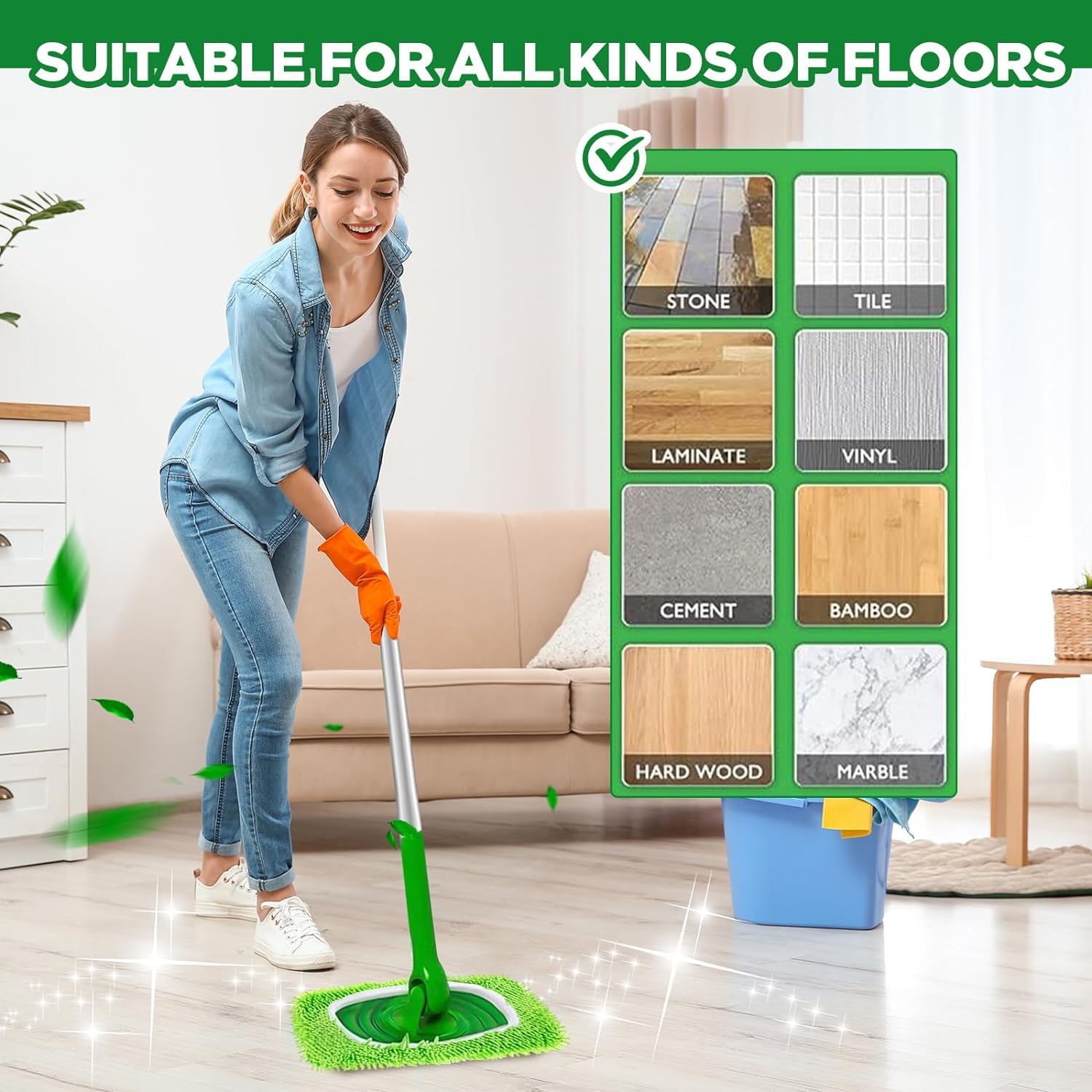 4PCS Reusable Microfiber Mop Pads for Swiffer Sweeper