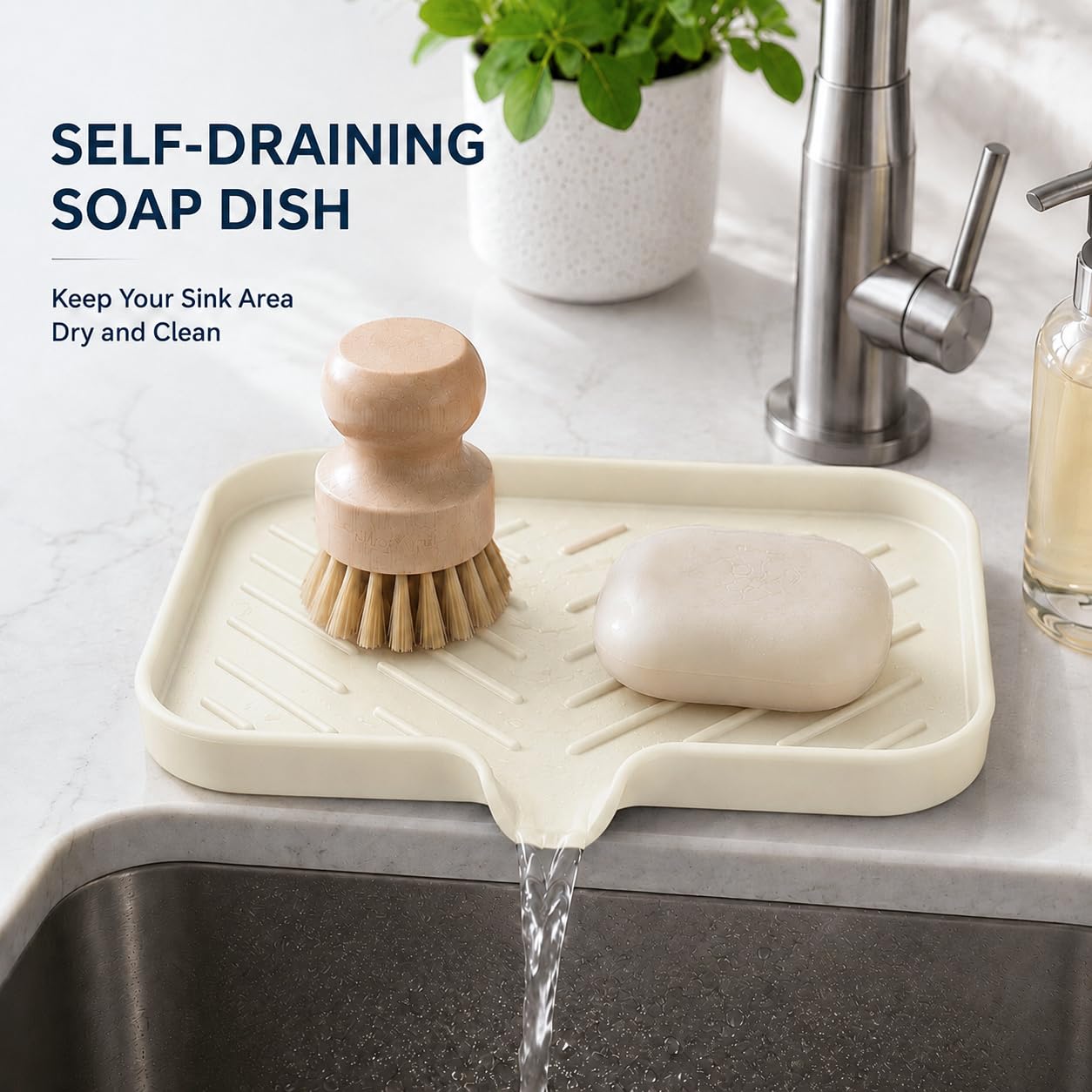 Silicone Soap Dish with Drain Spout