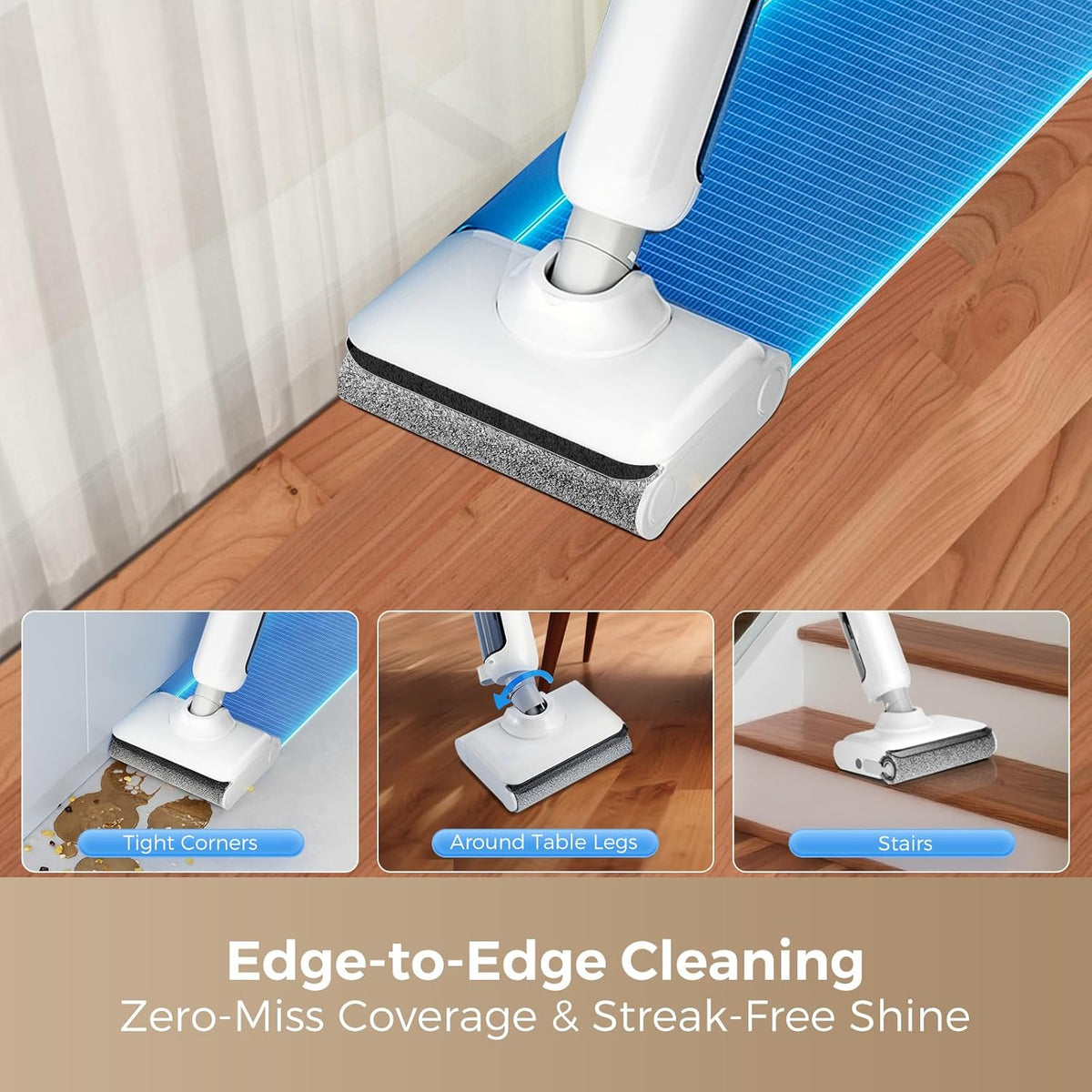 Wet Dry Vacuum Cleaner, 180°Lie-Flat Vacuum Mop All in One with Auto Self-Cleaning, Smart Floor Cleaner Machine for Hard Floor, 35 Mins Runtime, Edge Cleaning, Self-Propelled Vacuum Mop Combo - ModHome Supplies