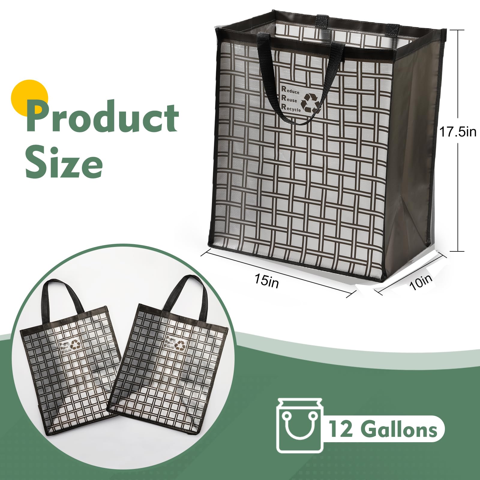 Recycle Bin Bags for Kitchen Home Trash Cans Sorting Bins 12 Gallon Set of 2 (2 Count)