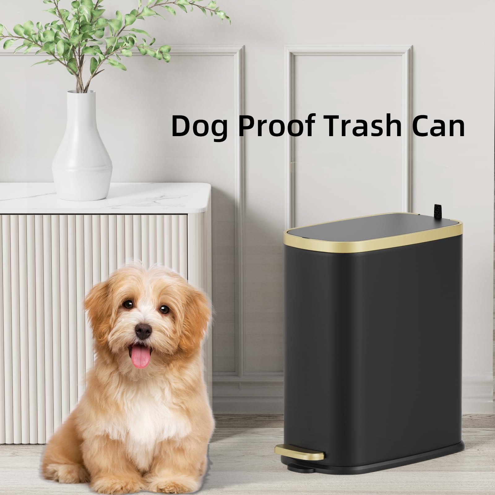 Small Bathroom Trash Can with Lid Soft Close (60 Count)