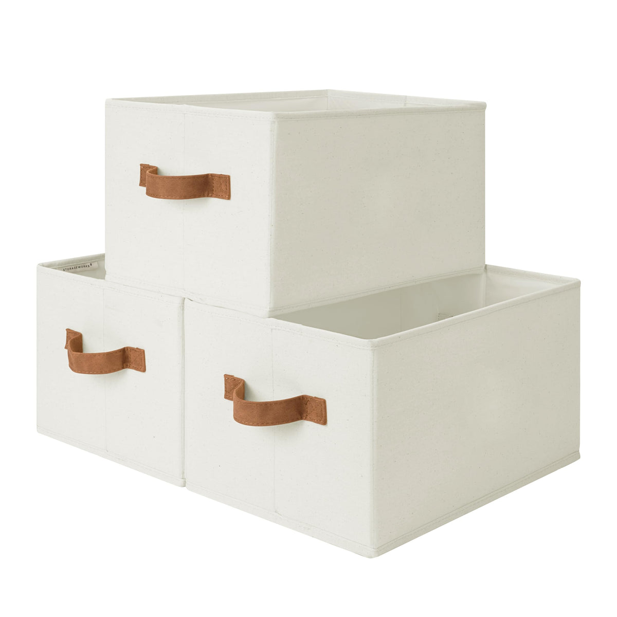 Closet Storage Bins with PU Handles (3 Count)