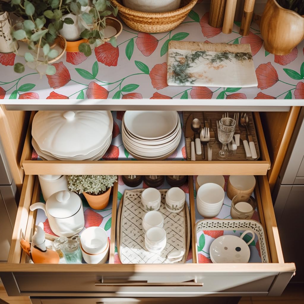 18" W x 96" L Floral Drawer and Shelf Liner for Cabinets