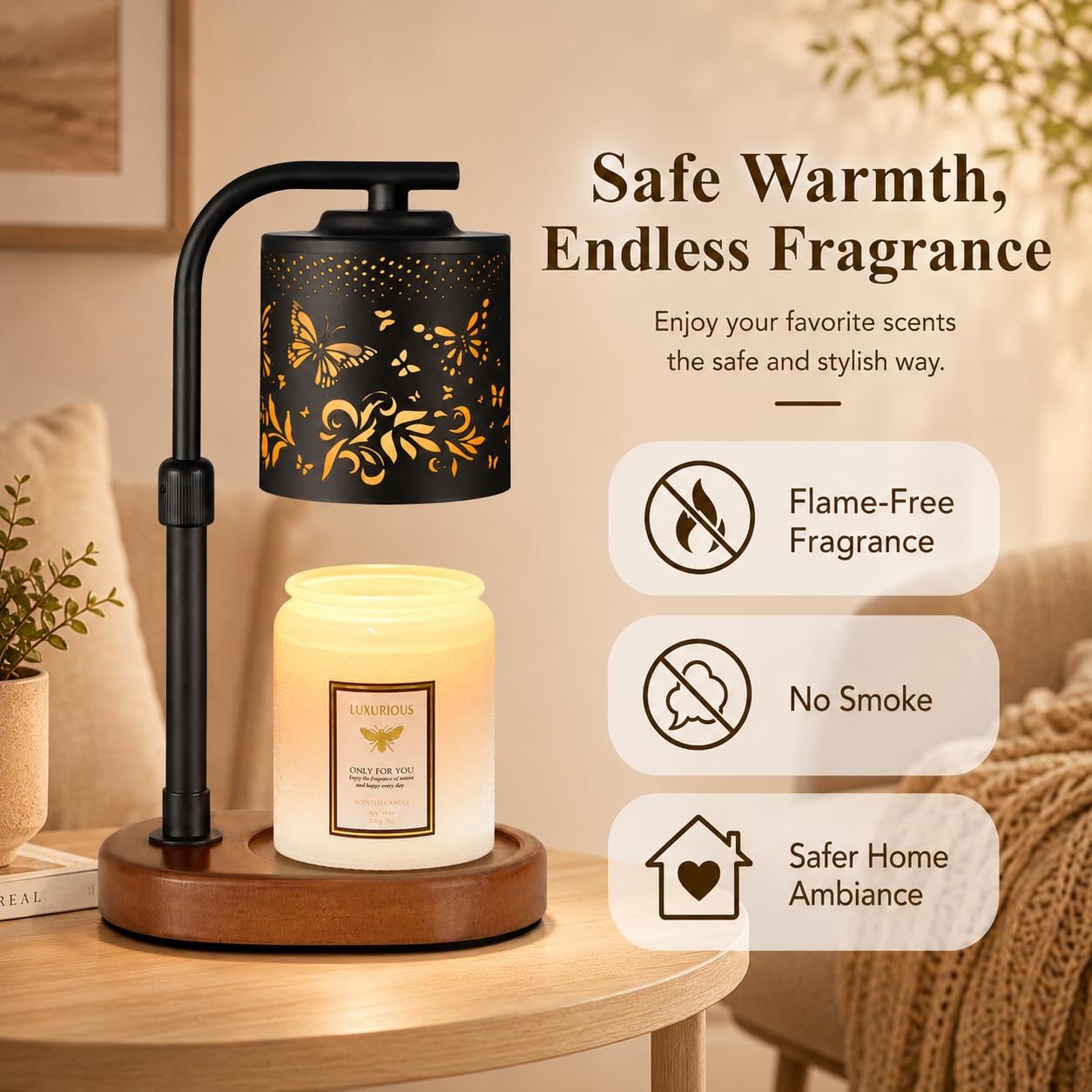 Butterfly Candle Warmer Lamp with Timer Birthday Gifts for Women Mom