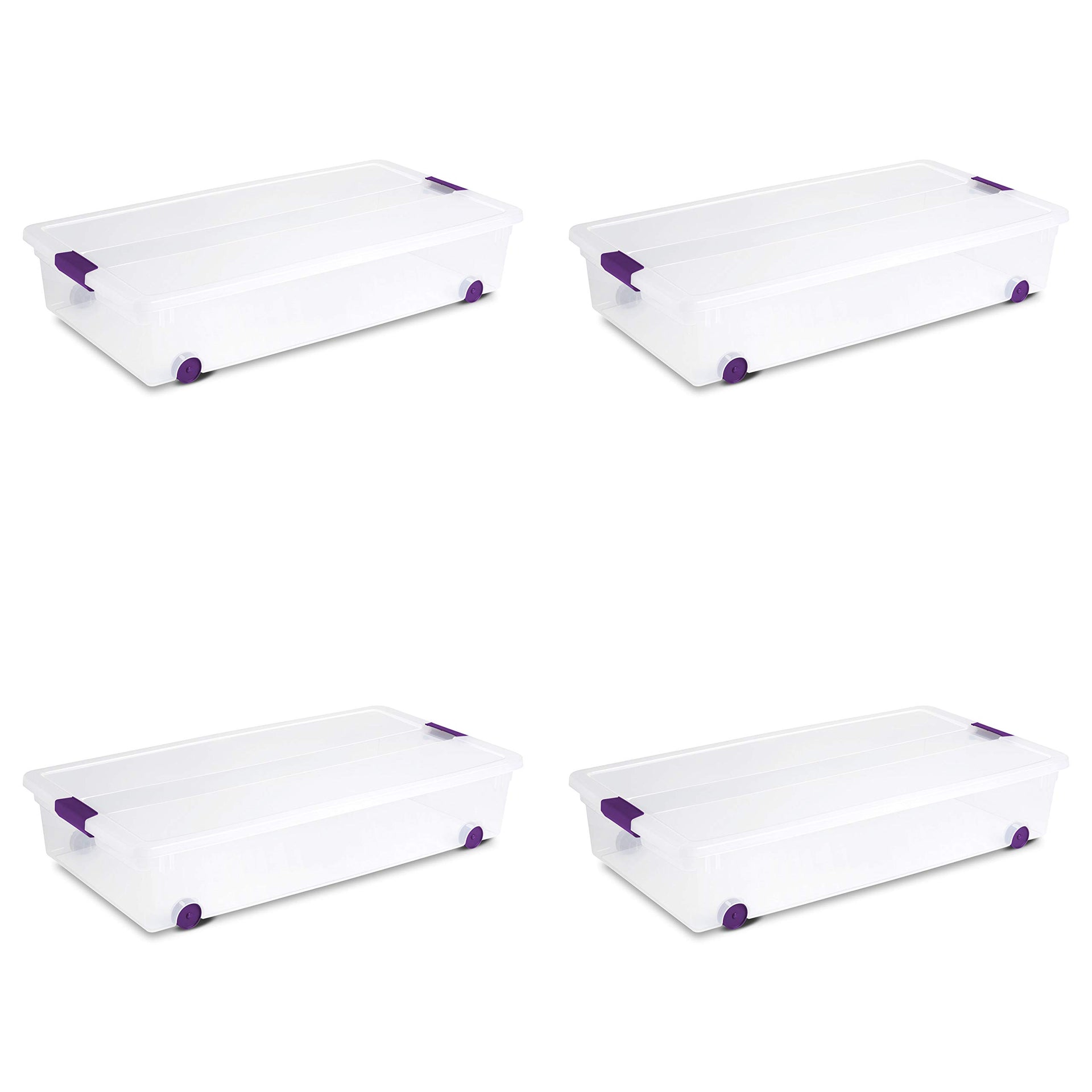 56 Quart ClearView Wheeled Latch Box (4 Count)