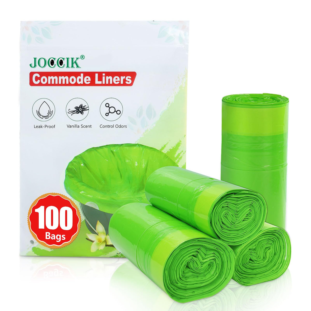 Commode Liners for Bedside Commode Vanilla Scented 100pcs Disposable Bags Universal Fit Most Standard Toilet Chair Bucket (100 Count)