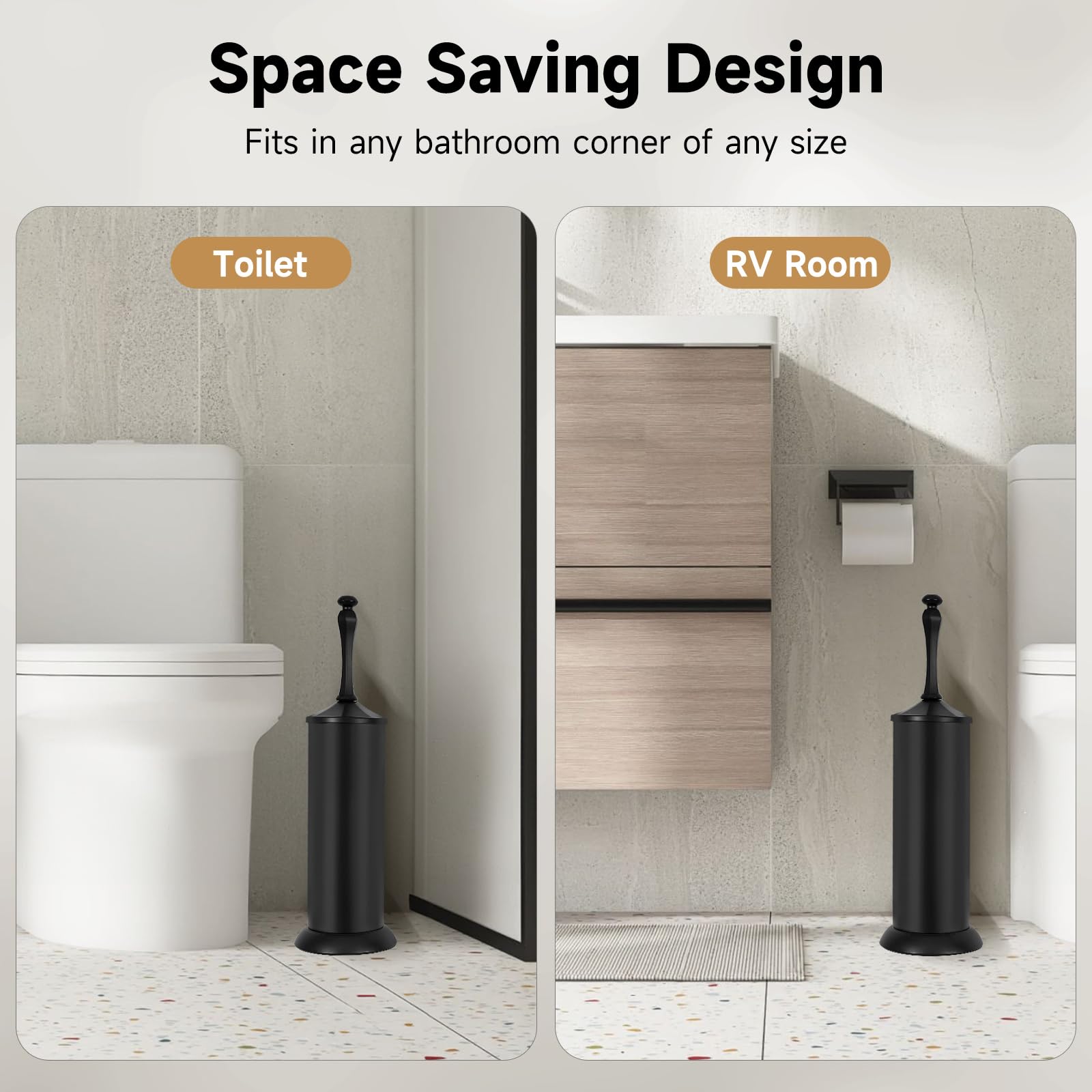 Black Toilet Brush and Holder