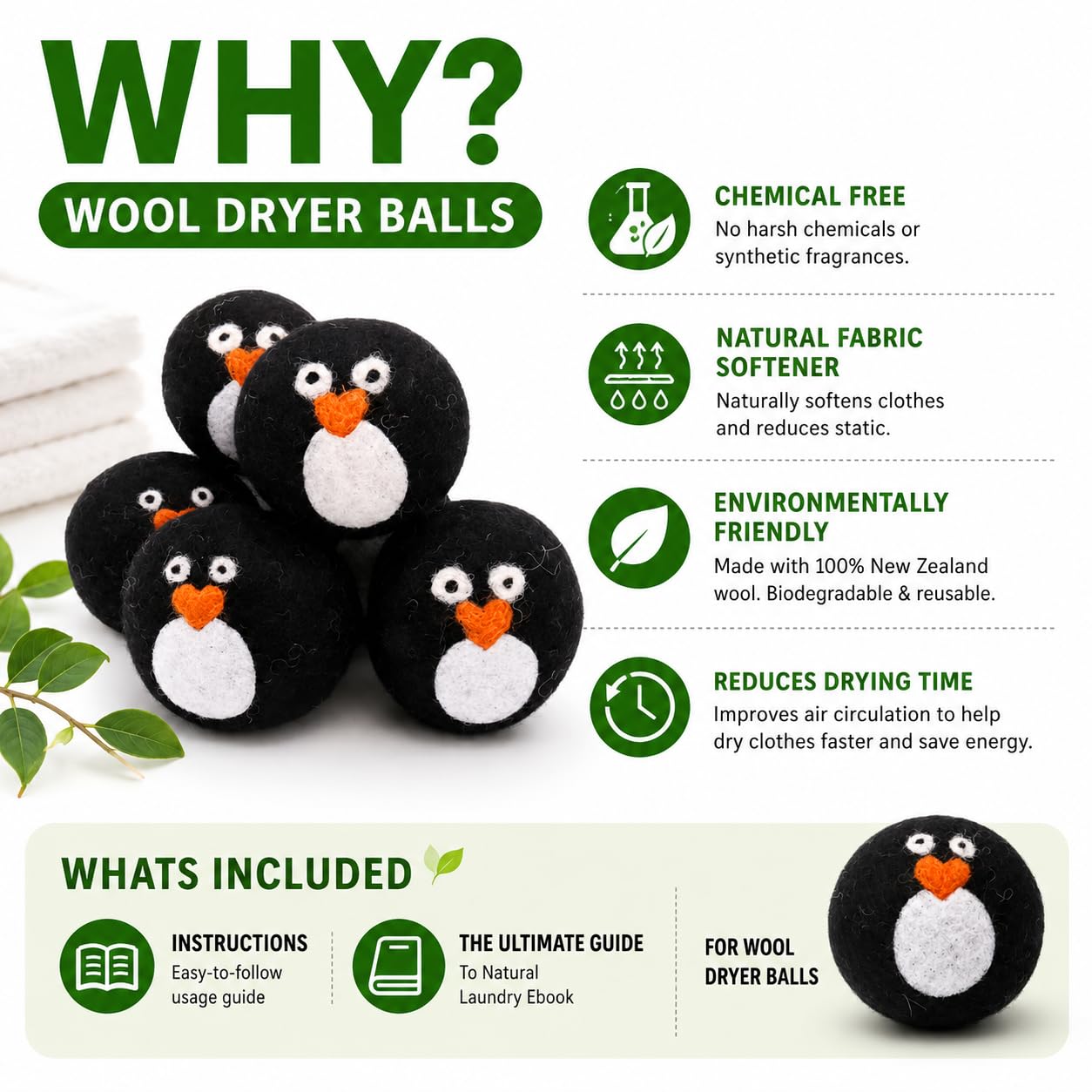 6 Pack Wool Dryer Balls (6 Count)