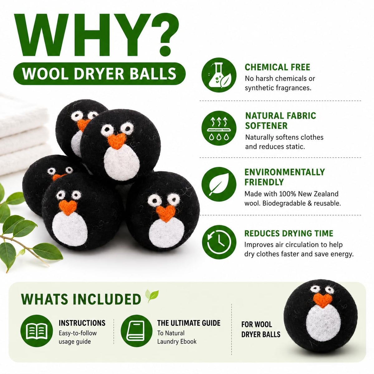 6 Pack Wool Dryer Balls (6 Count)