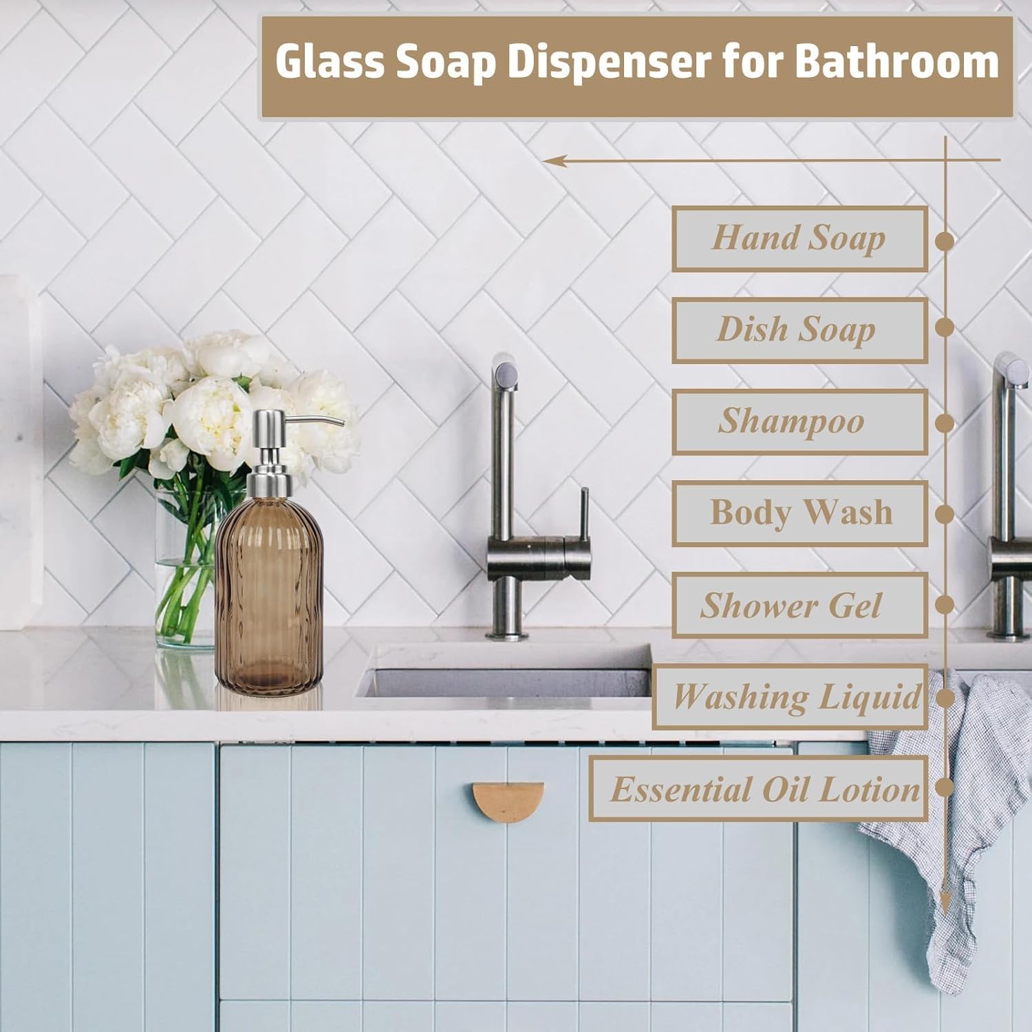 14Oz Brown Soap Dispenser Bathroom (2 Count)