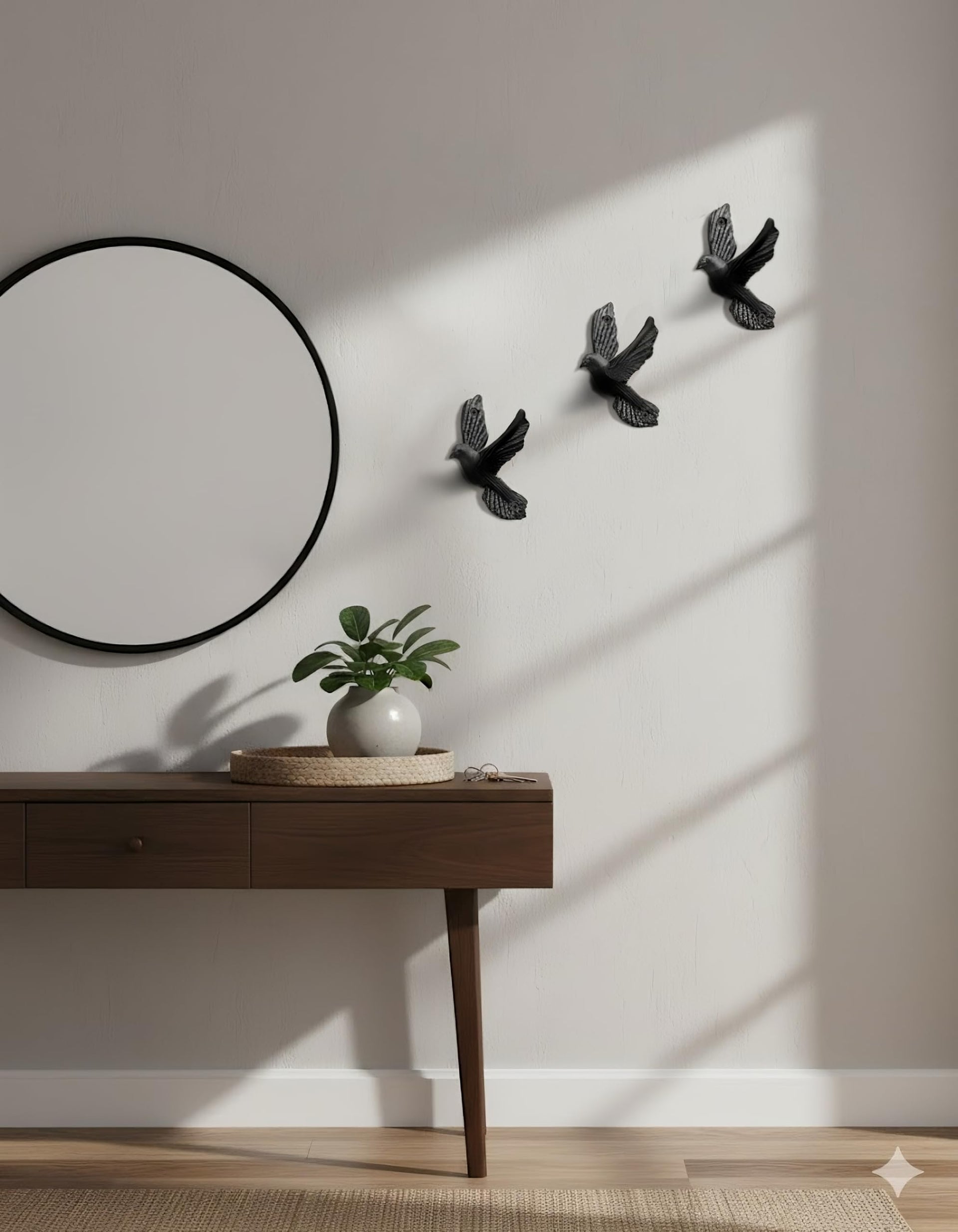 Flying Style Iron Cast Decorative Pigeon Bird Wall Mounted Coat Hooks (5 Count)