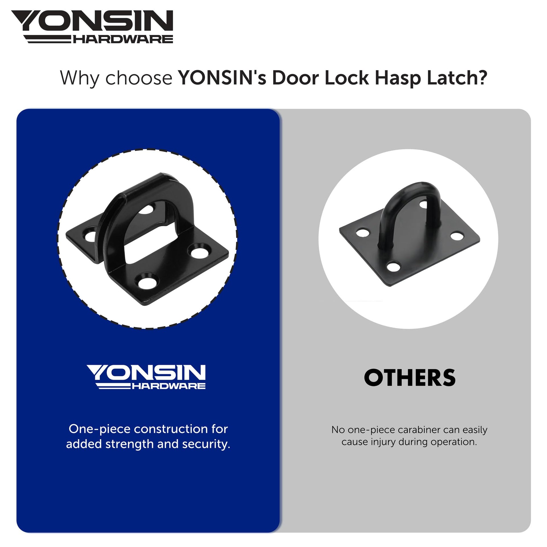 7-1/2" Door Padlock Safety Hasp Latch Heavy Duty 2 Pcs, Door Hasp Clasp Lock Gate Shed Hasp Latch Lock for Door Window Fence Gate Barn, 304 Stainless Steel, Thickness 1/8", Black
