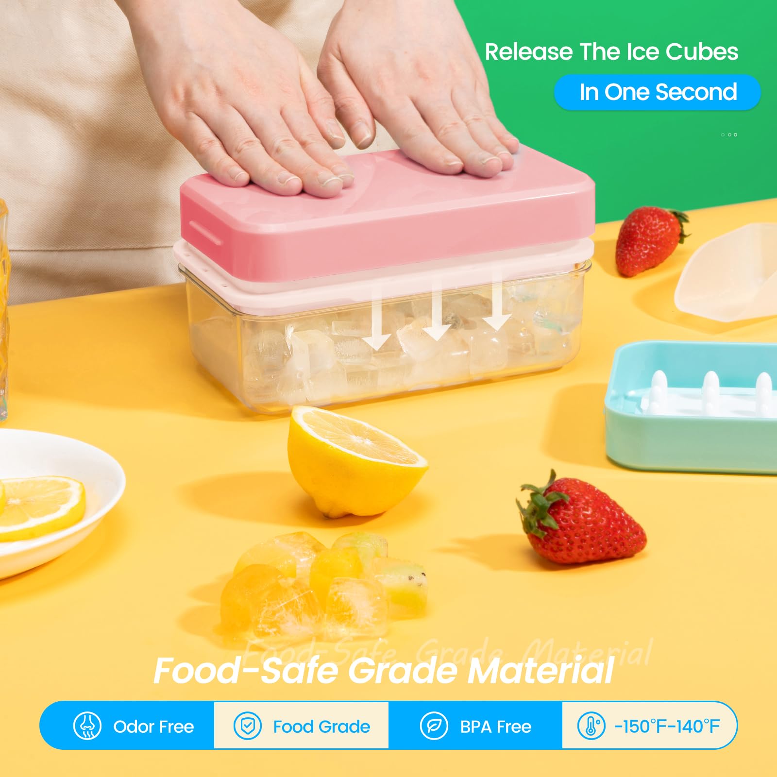 Ice Cube Tray with Lid and Bin