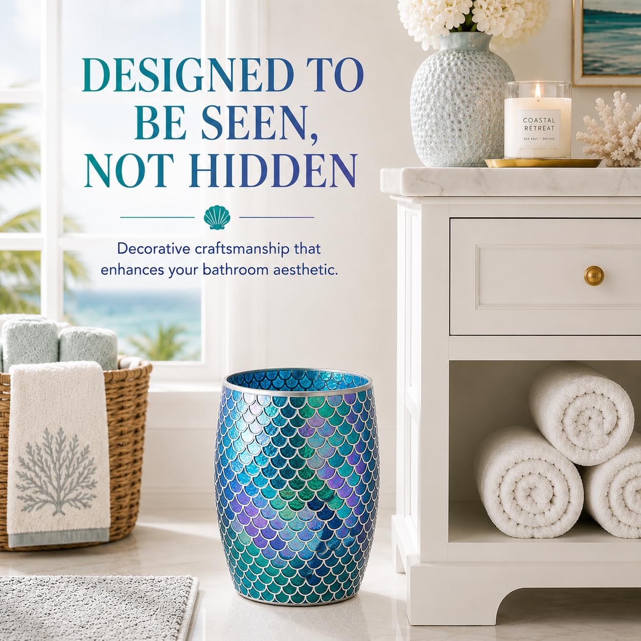 Mermaid Bathroom Trash Can