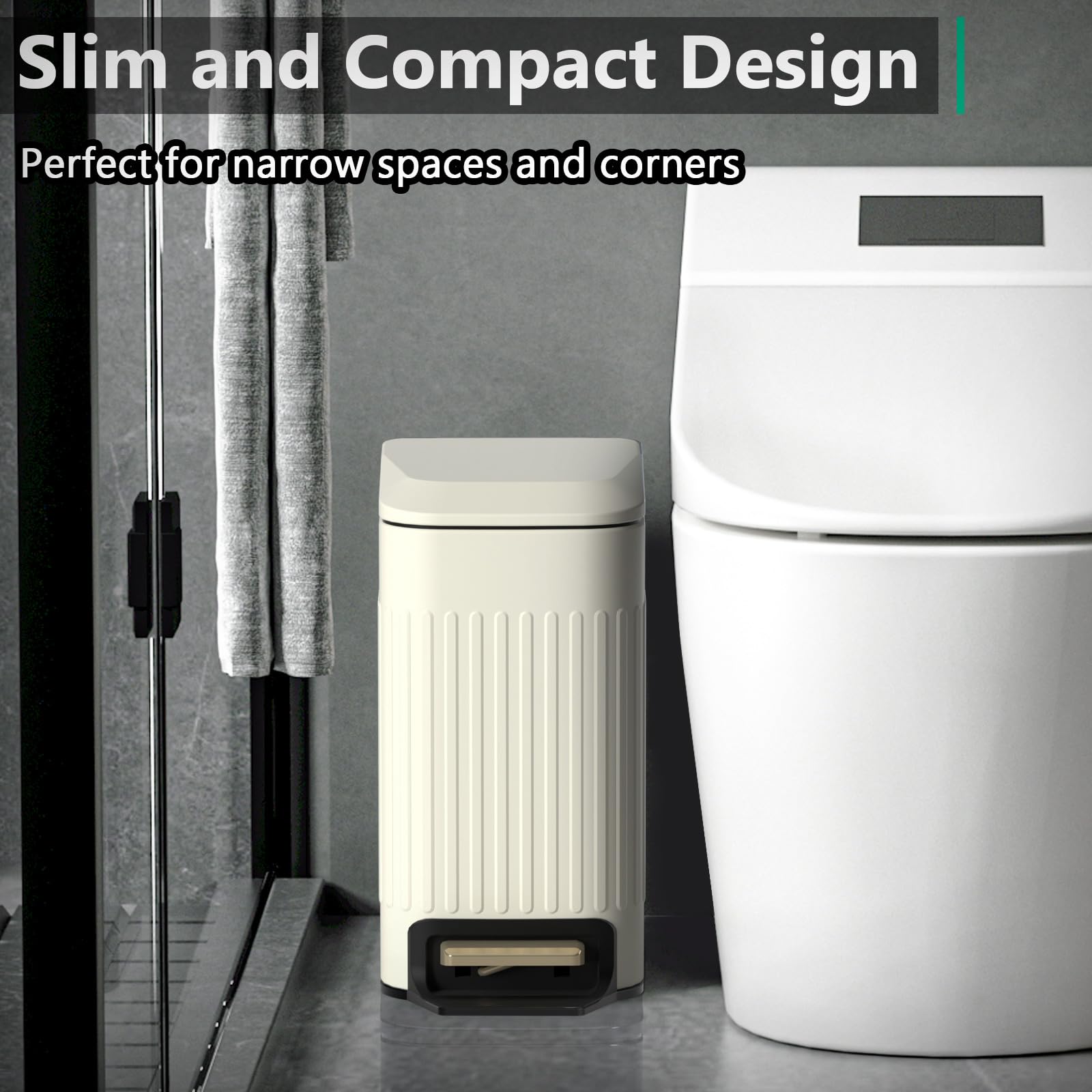 Small Bathroom Trash Can with Lid Soft Close