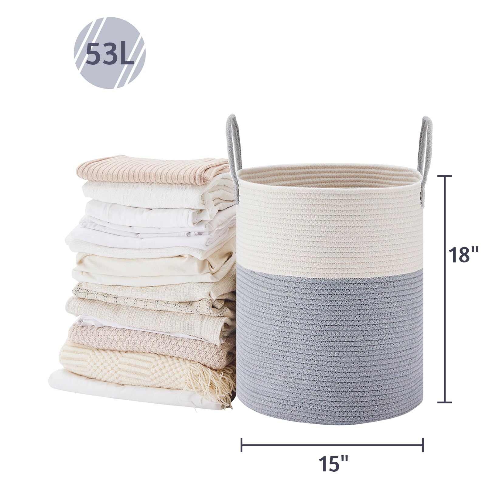 53L Tall Woven Laundry Basket Hamper