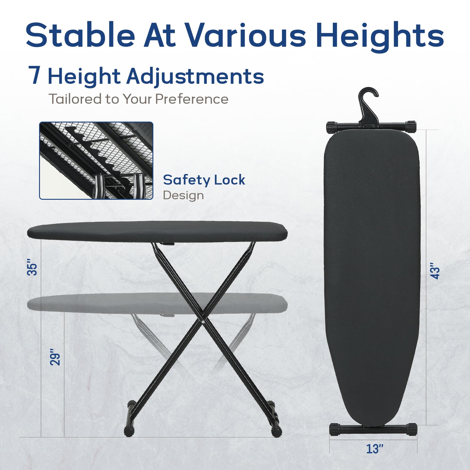Ironing Board 43x13 with Iron Rest