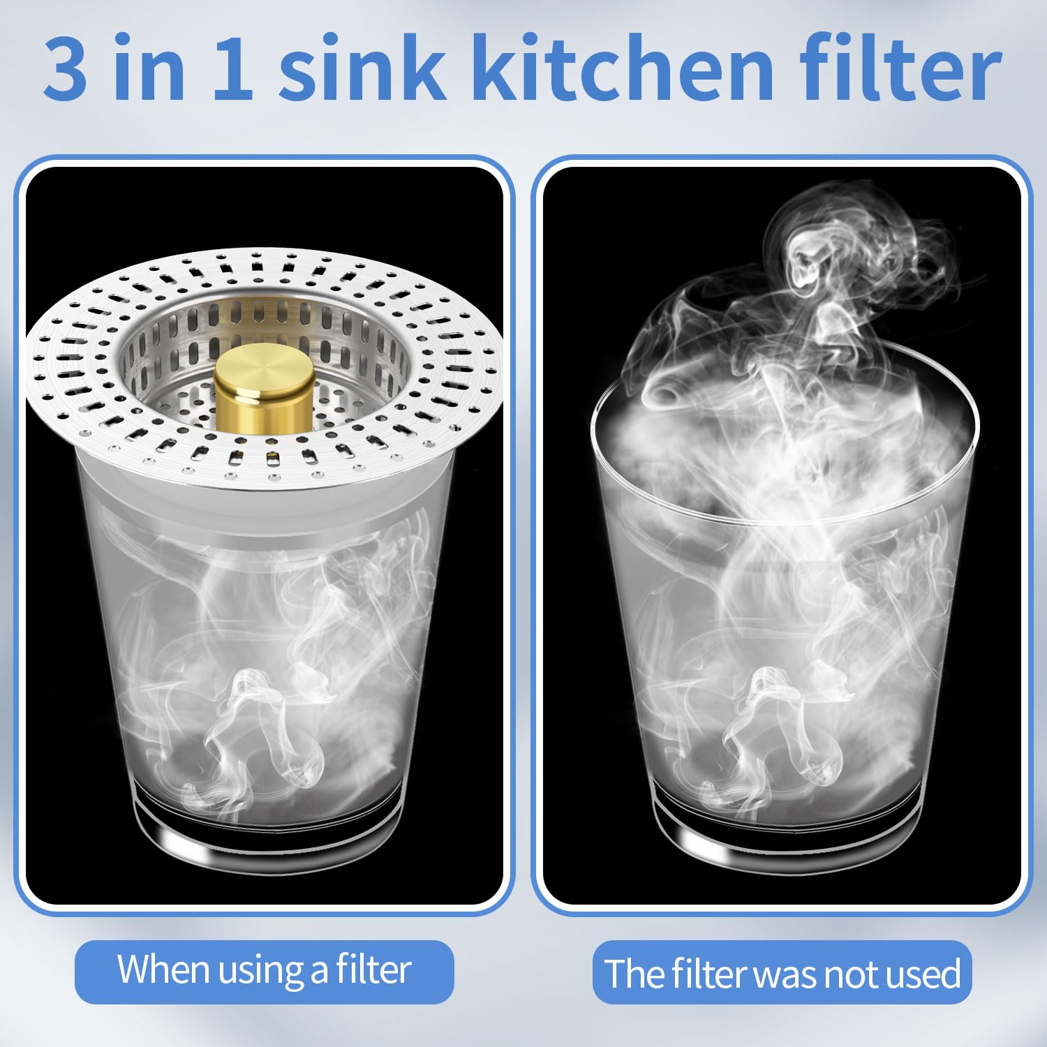 Upgraded 3 in 1 Kitchen Sink Drain Filter (2 Count)
