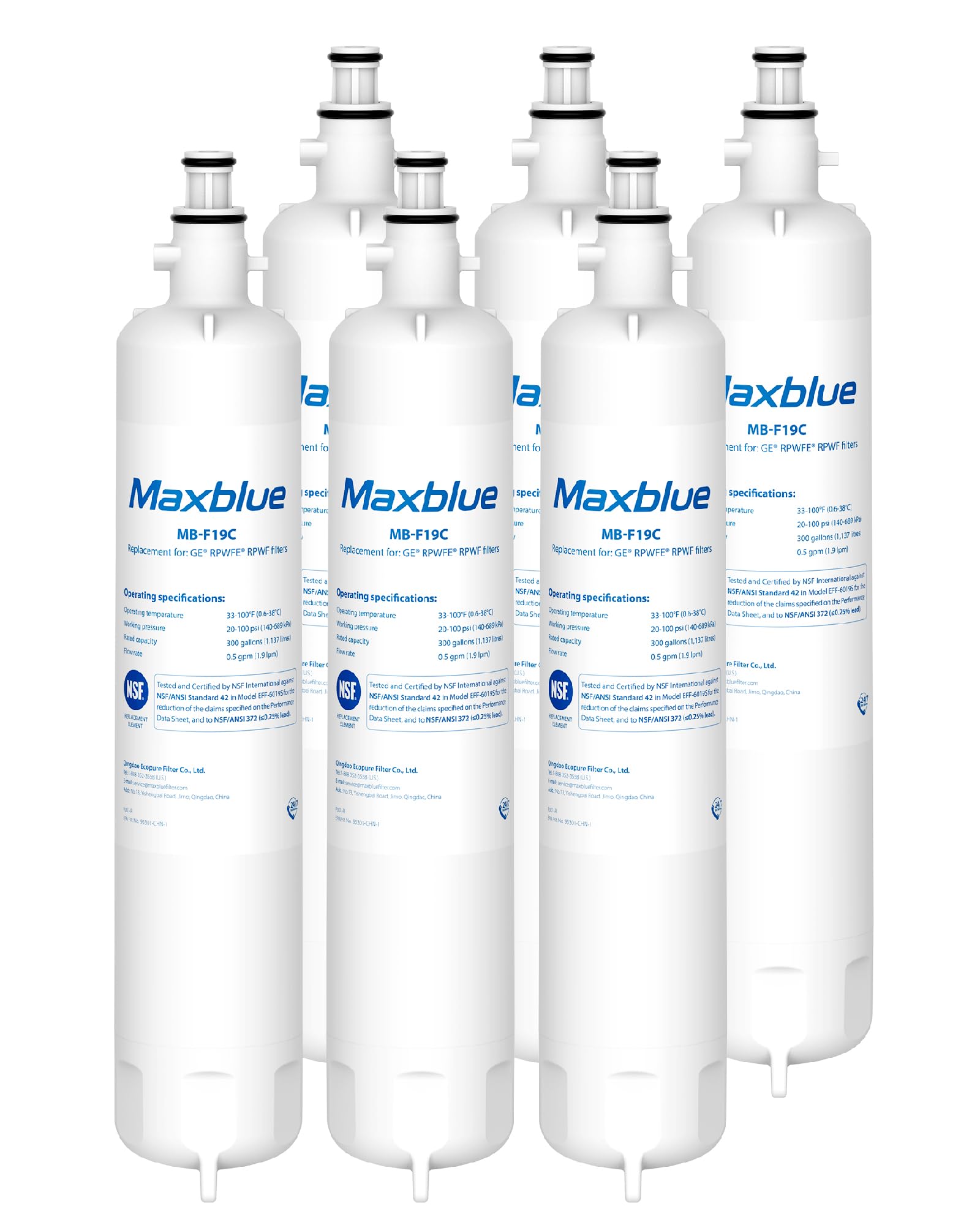MB F19C Water Filter Replacement for GE® RPWFE® (6 Count)