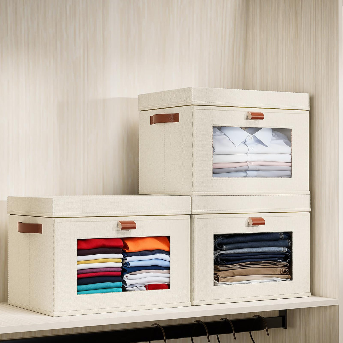 6 Pack Collapsible Stackable Storage Bins with Lids