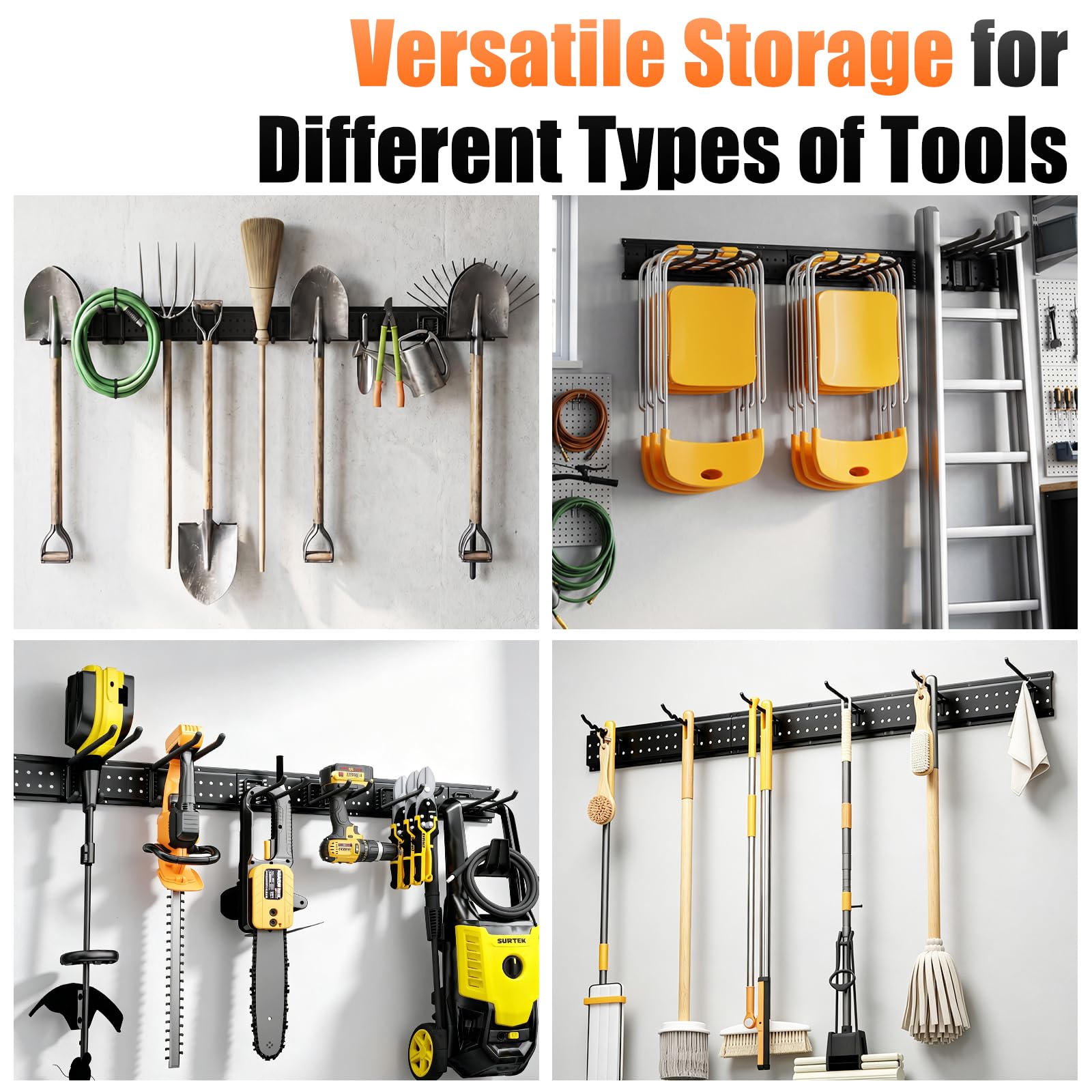 Garage Tool Organizer Wall Mount 66 inches with 13 Adjustable Heavy